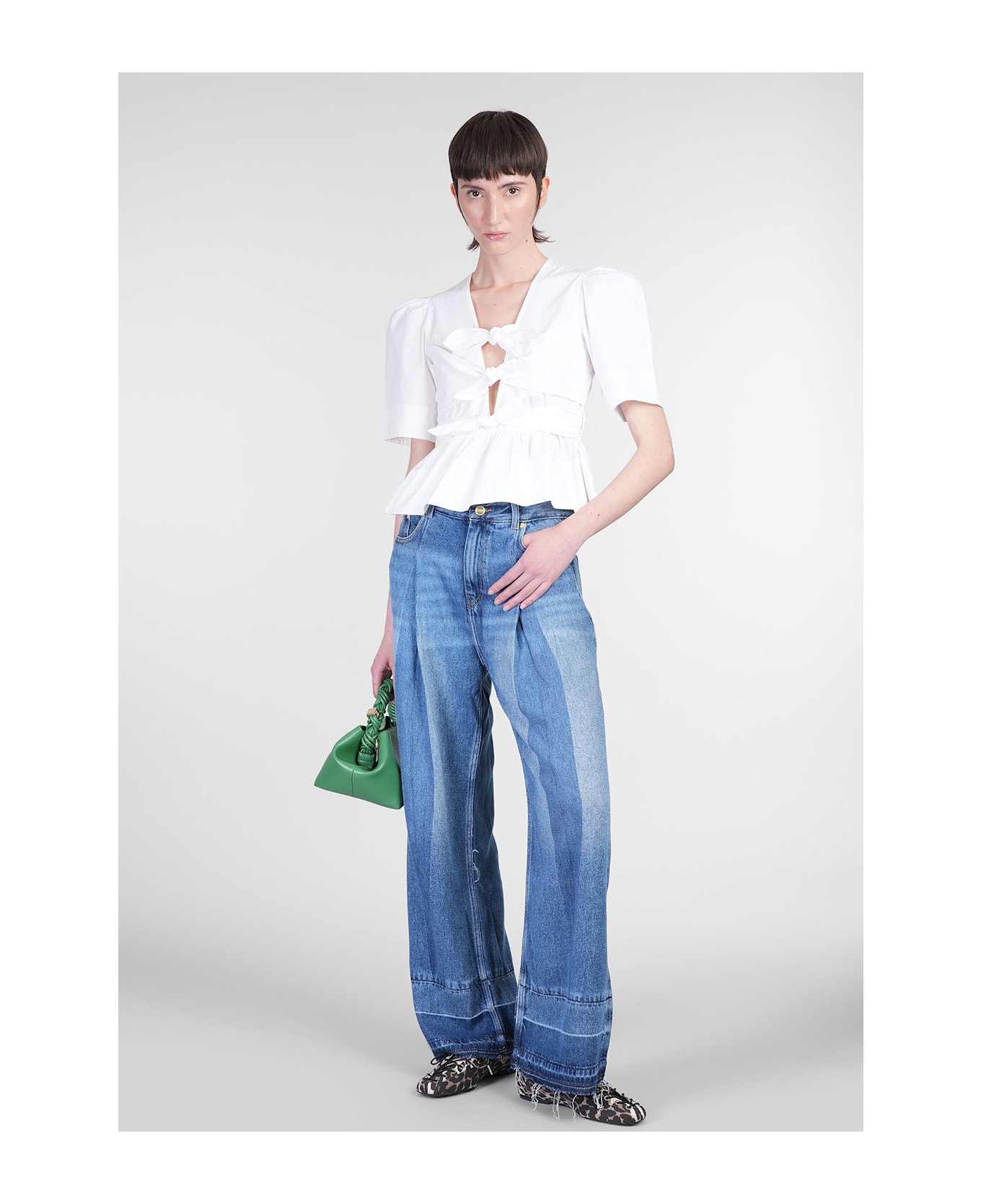 Ganni Jeans In Blue Wool And Polyester - Non definito