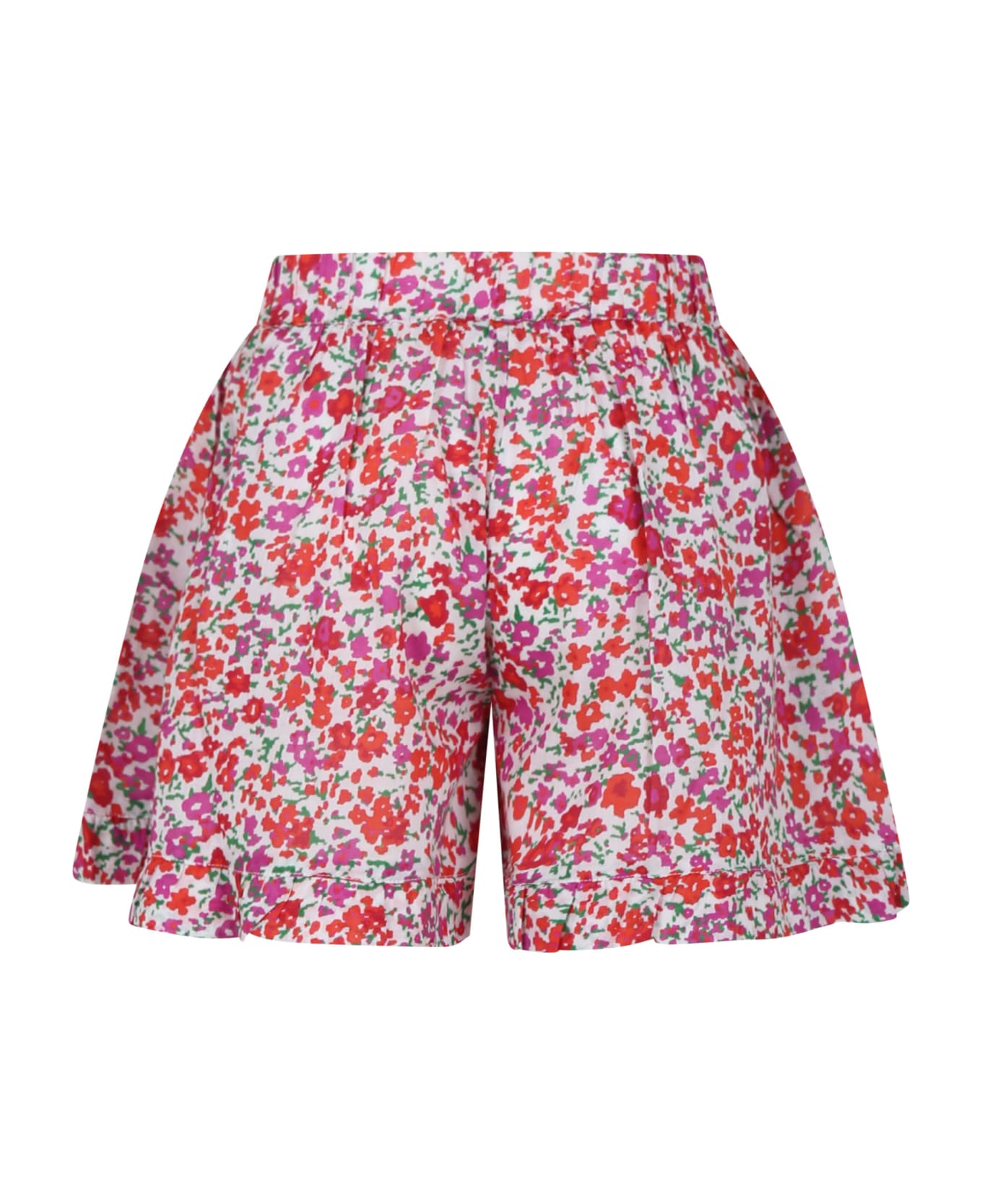 Philosophy di Lorenzo Serafini Kids White Shorts For Girl With Flowers - Multicolor ボトムス
