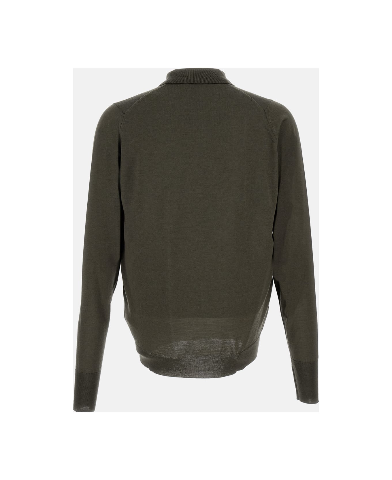 John Smedley Long Sleeves Polo - Green