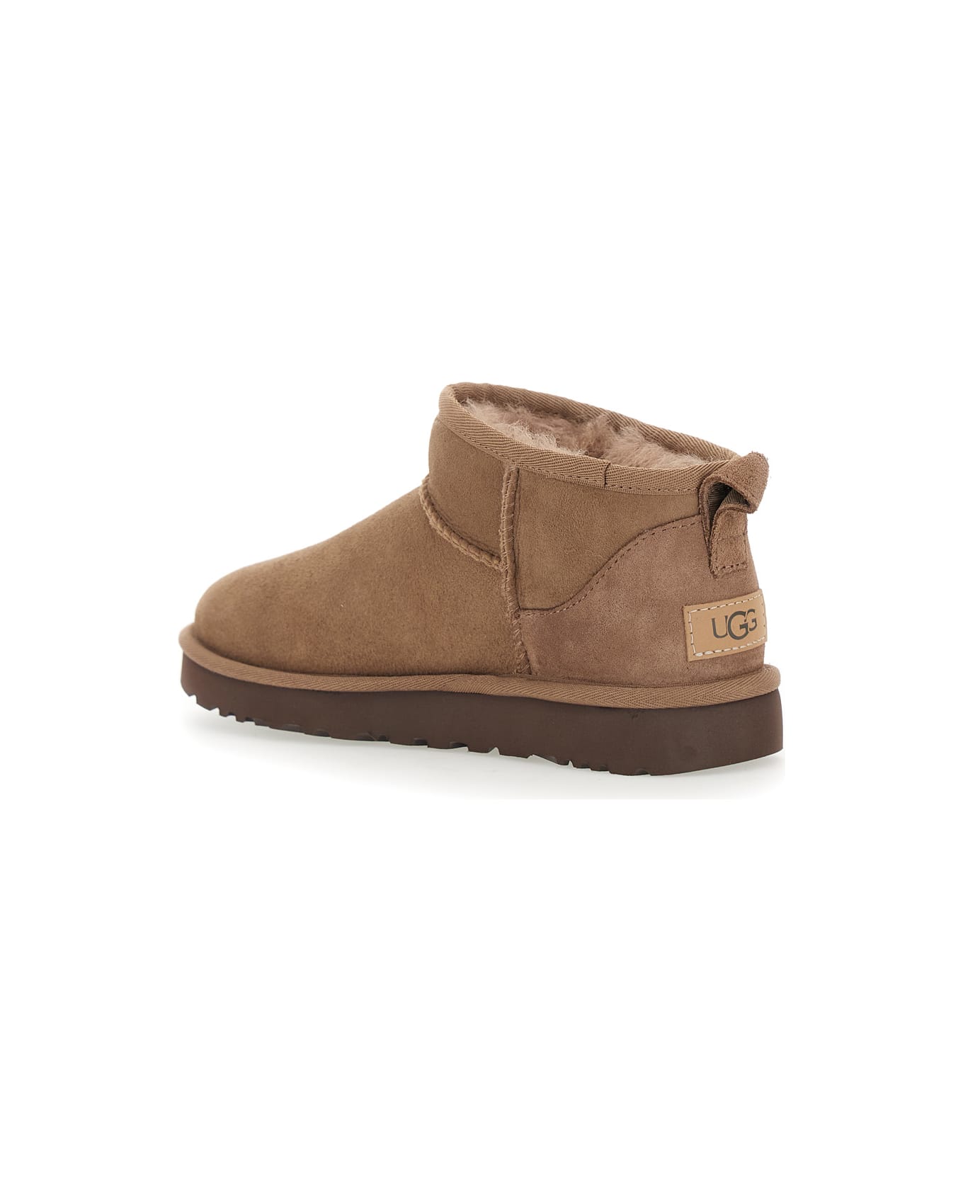 UGG 
ultra Mini
 Brown Ankle Boots With Logo On The Heel In Suede Woman - Brown