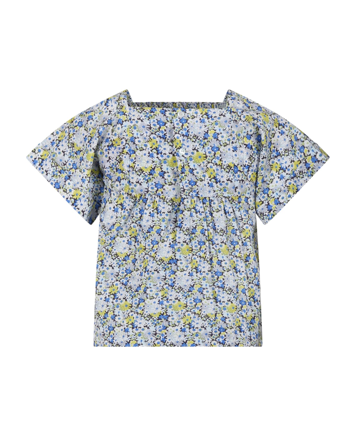 Bonpoint Light Blue For Girl With Floral Print - Light Blue