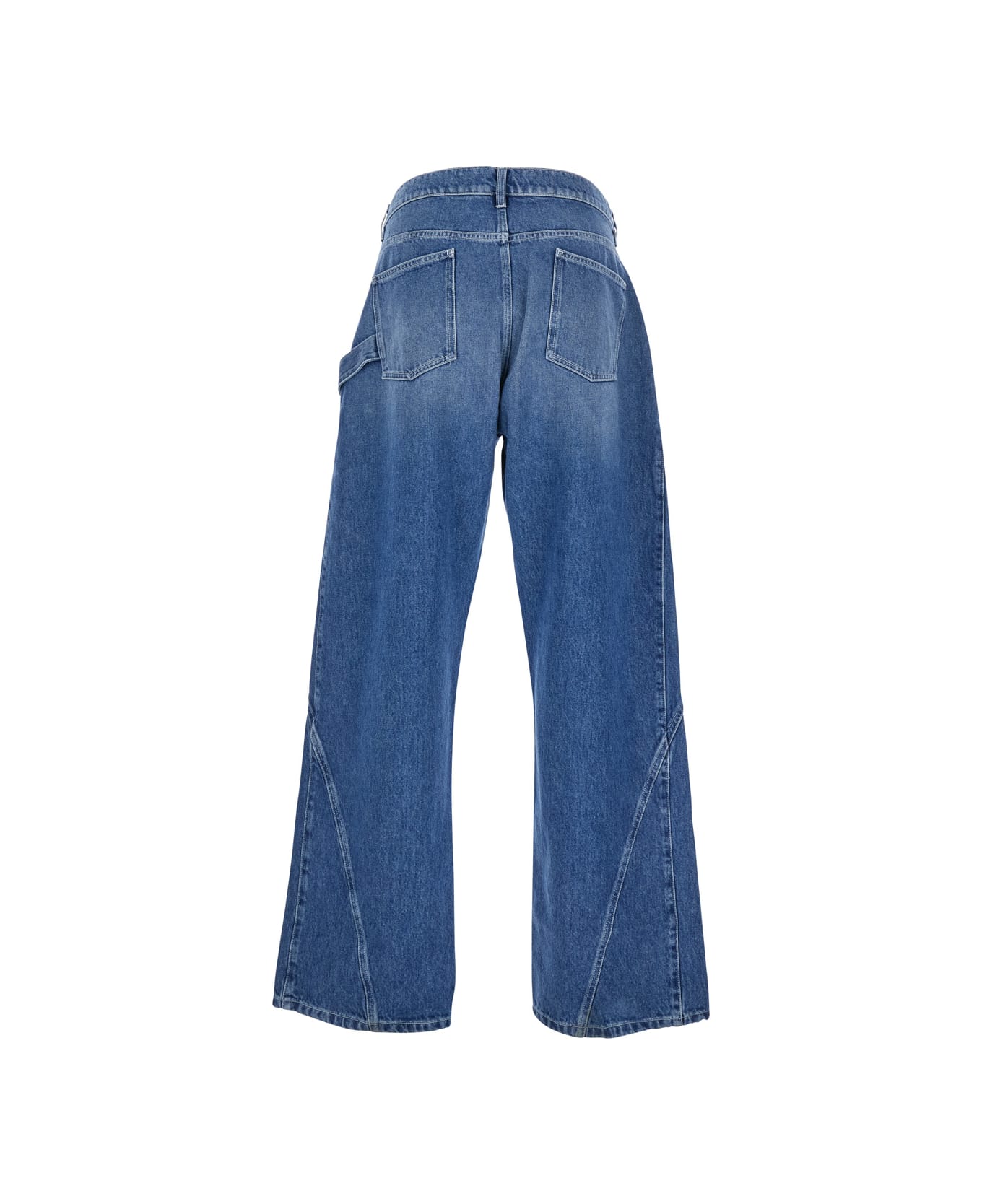 J.W. Anderson Light Blue Jeans With Twisted Design And One Front Patch Pocket In Denim Man - Light Blue