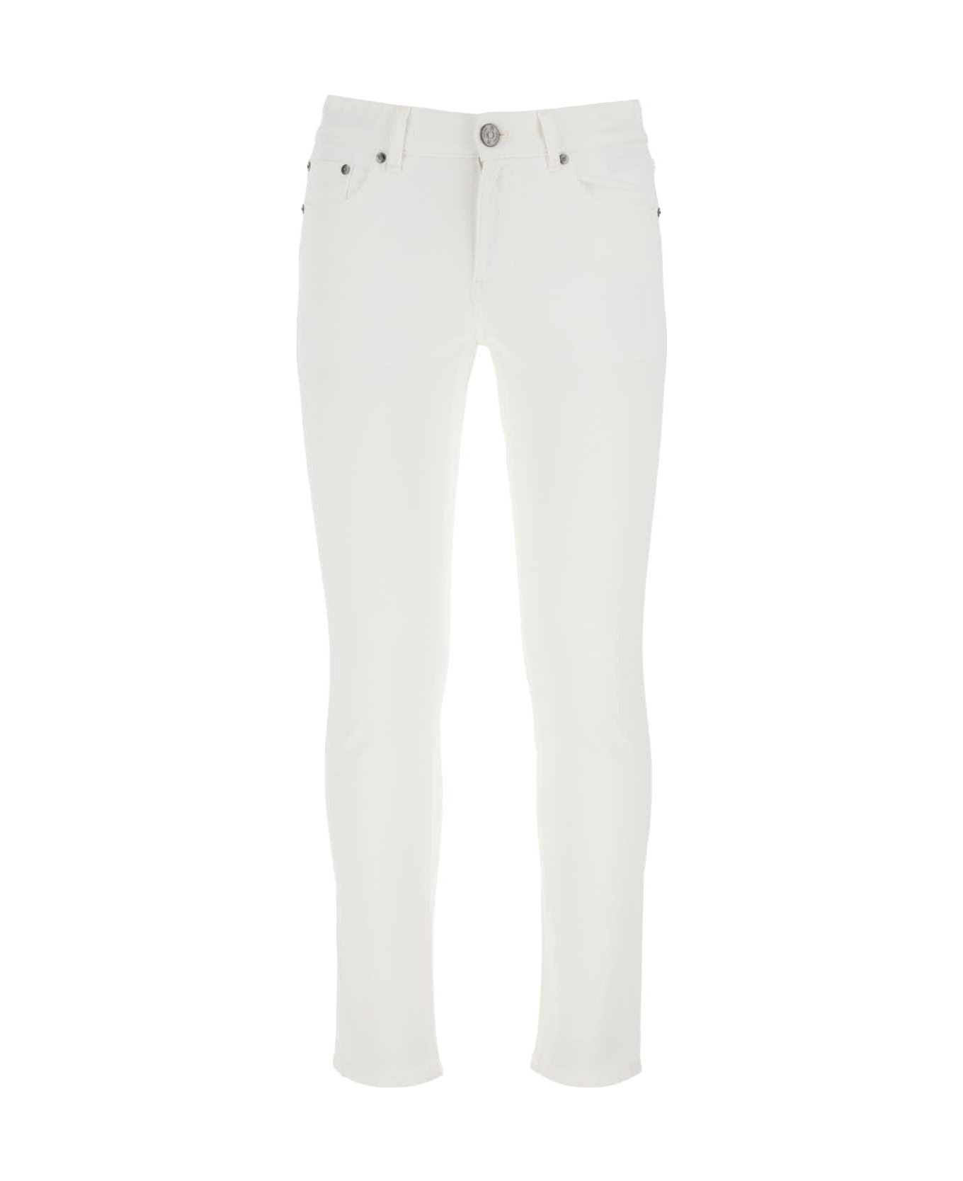 PT Torino White Stretch Denim Rock Jeans - BIANCO