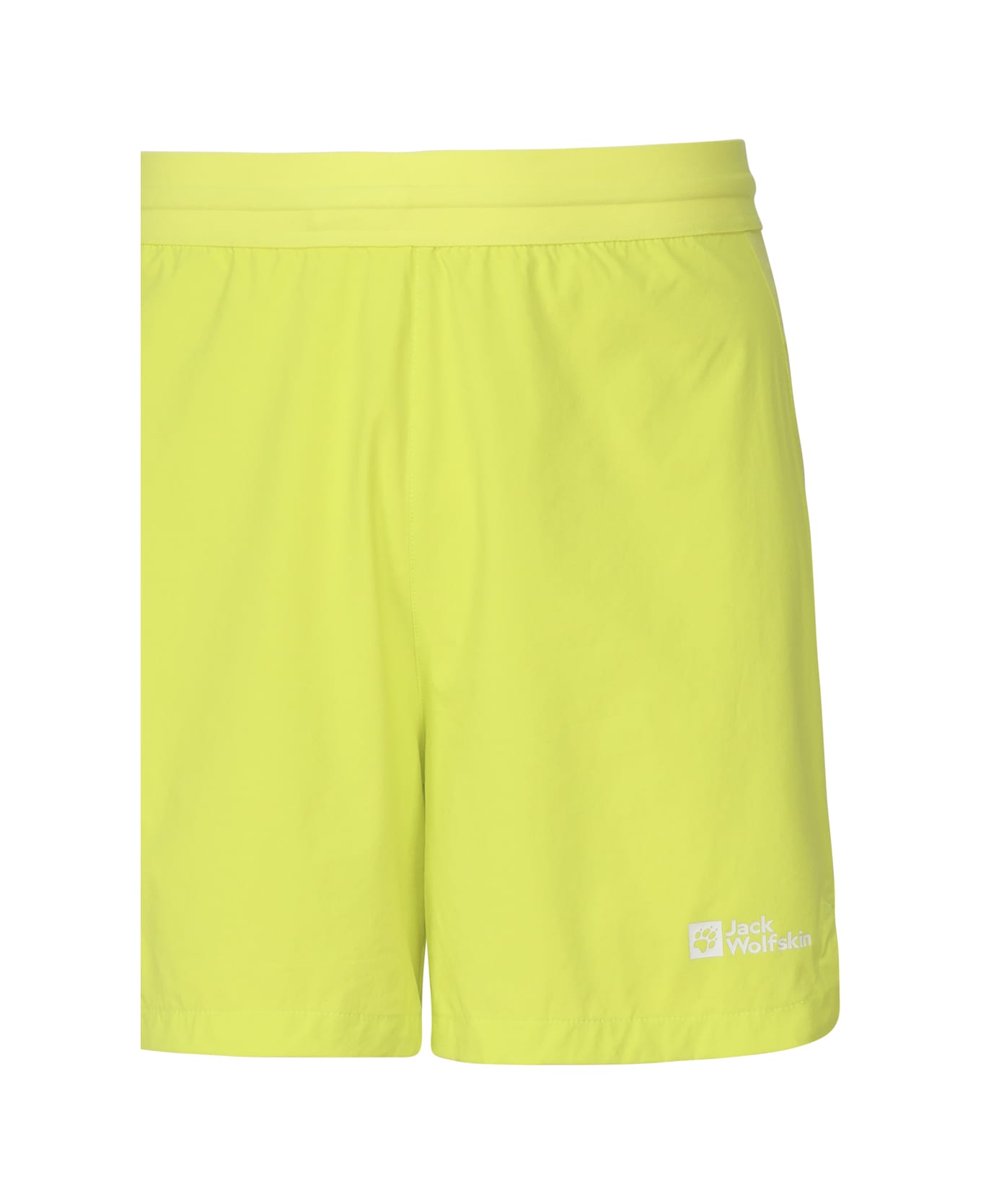 Jack Wolfskin Shorts In Technical Fabric With Contrasting Logo - Yellow
