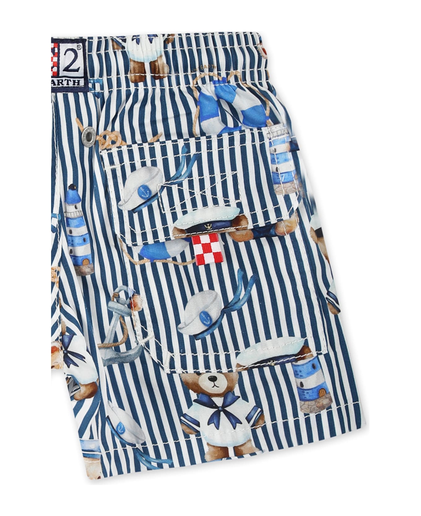 MC2 Saint Barth Blue Swim Short For Baby Boy With Bear - Blue