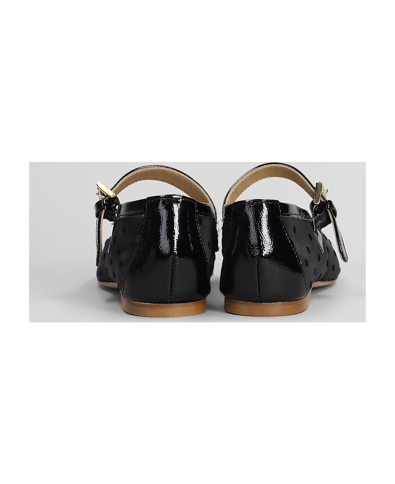 Fabio Rusconi Ballet Flats In Black Leather And Fabric - black