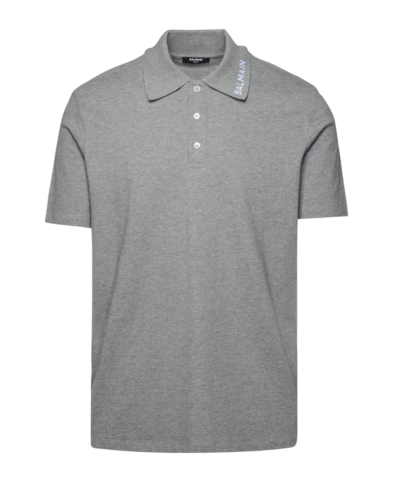 Balmain Grey Cotton Polo Shirt - Grey