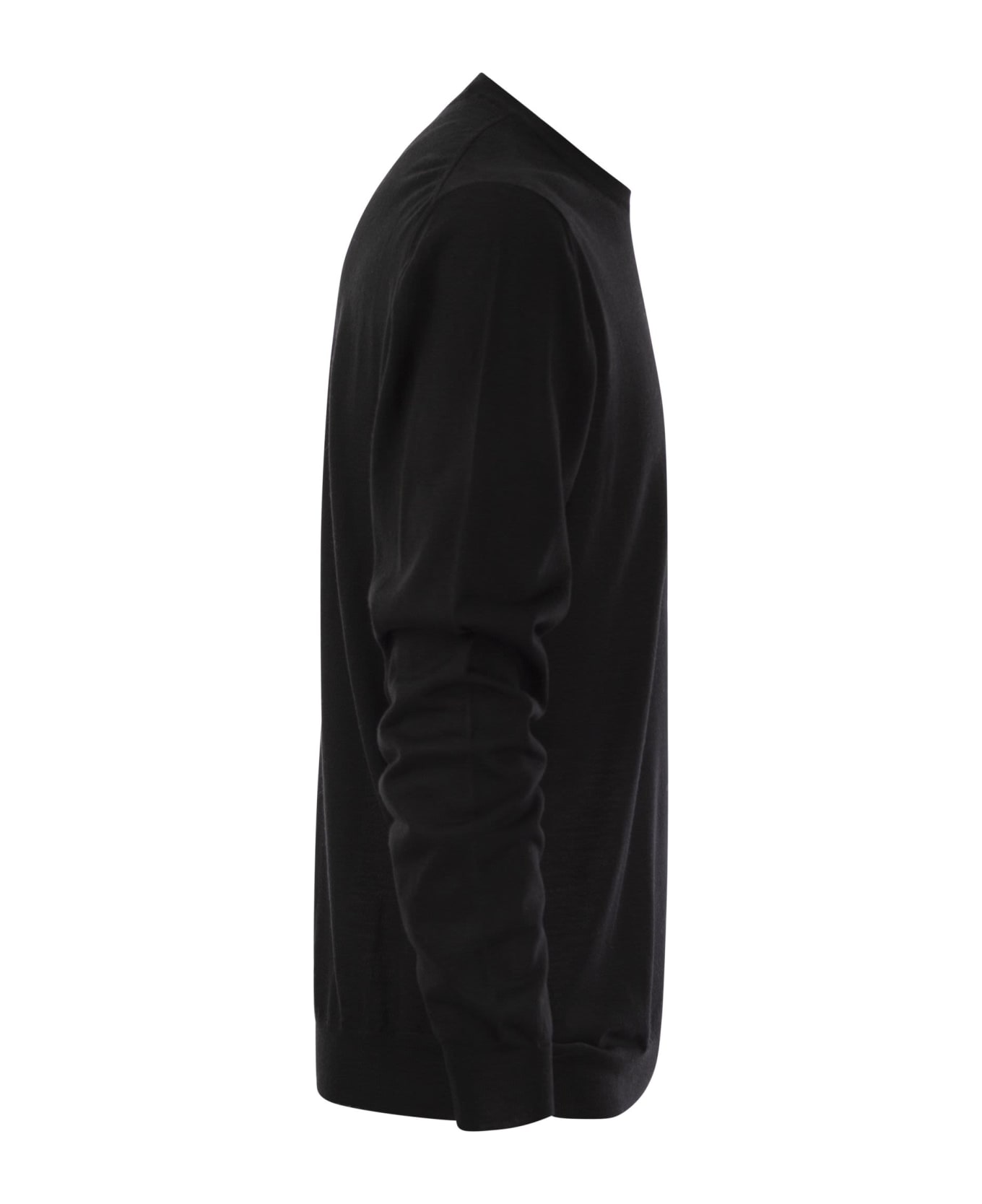 Fedeli Crew-neck Sweater In Superfine Virgin Wool - Black ニットウェア