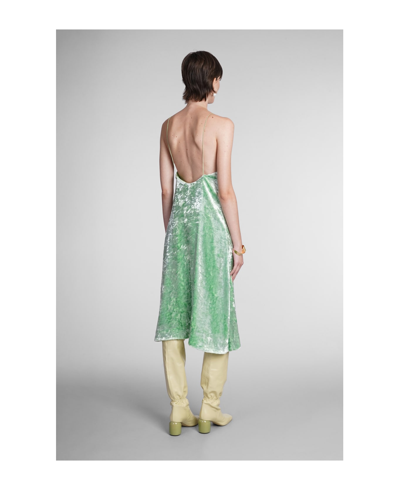 【関税＆送料込み】Jil Sander Acid Green Dress Jil Sander - Jacquard devoré maxi dress Jil Sander