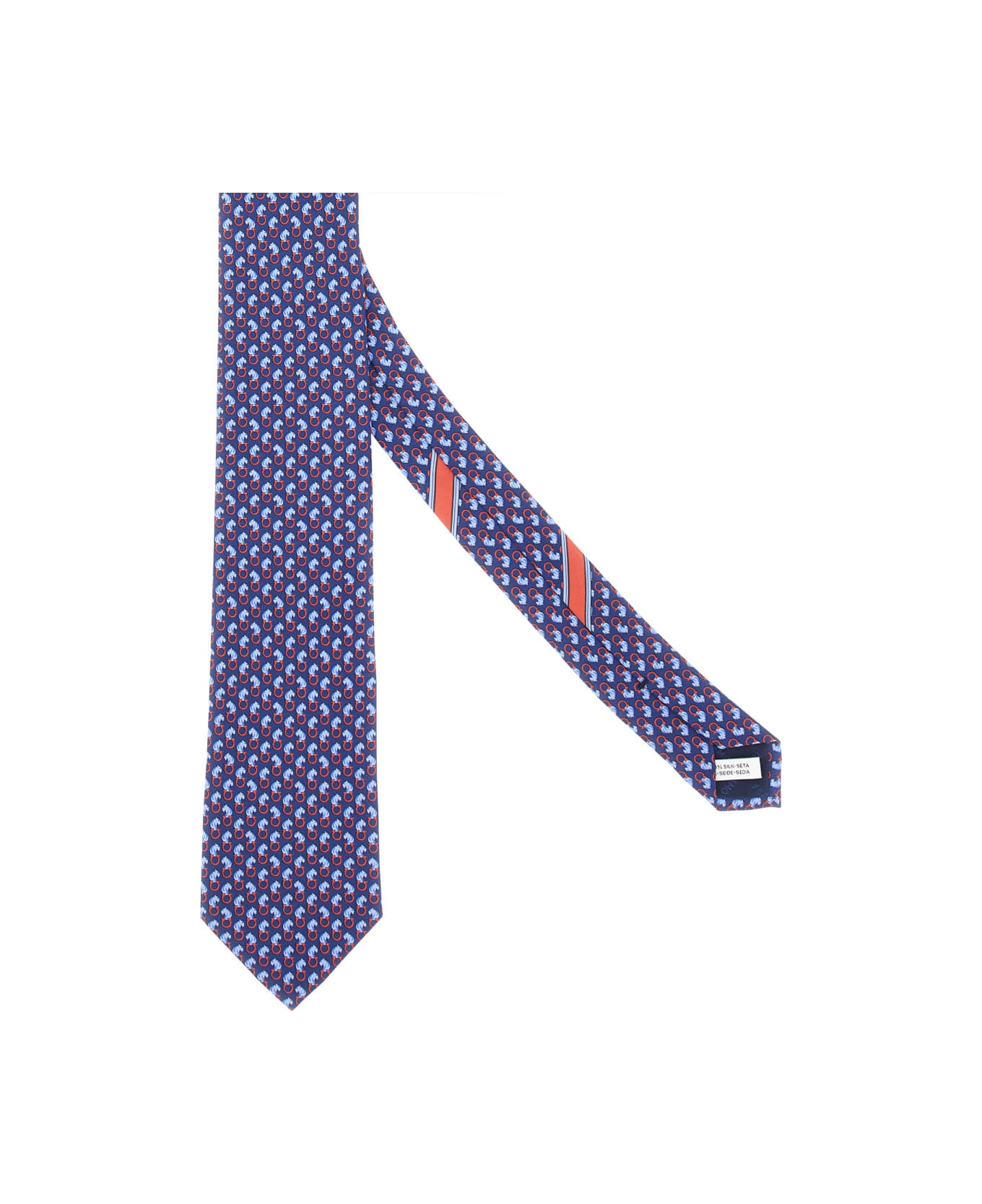 Ferragamo Feline Print Tie - BLUE