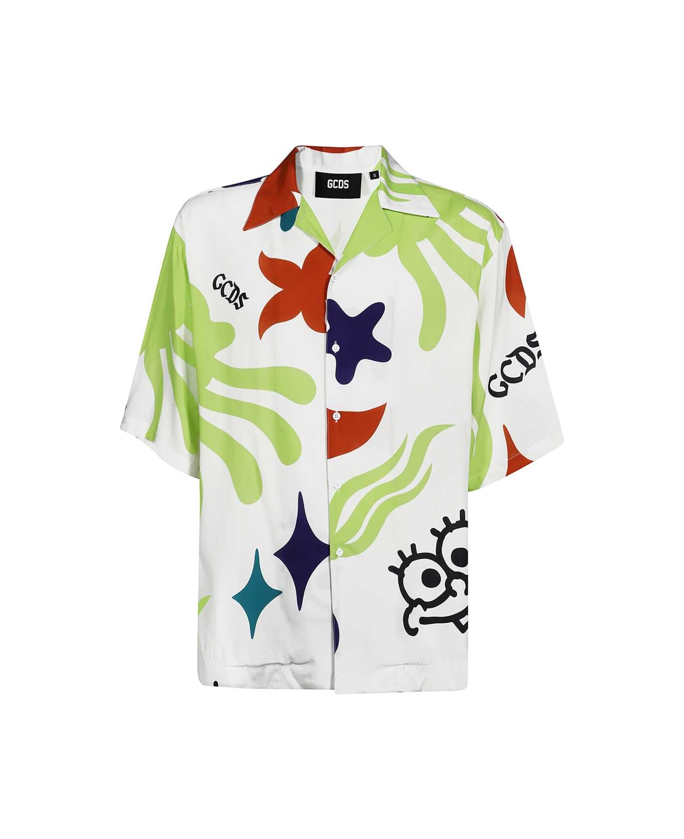 GCDS Printed Viscose Shirt - White