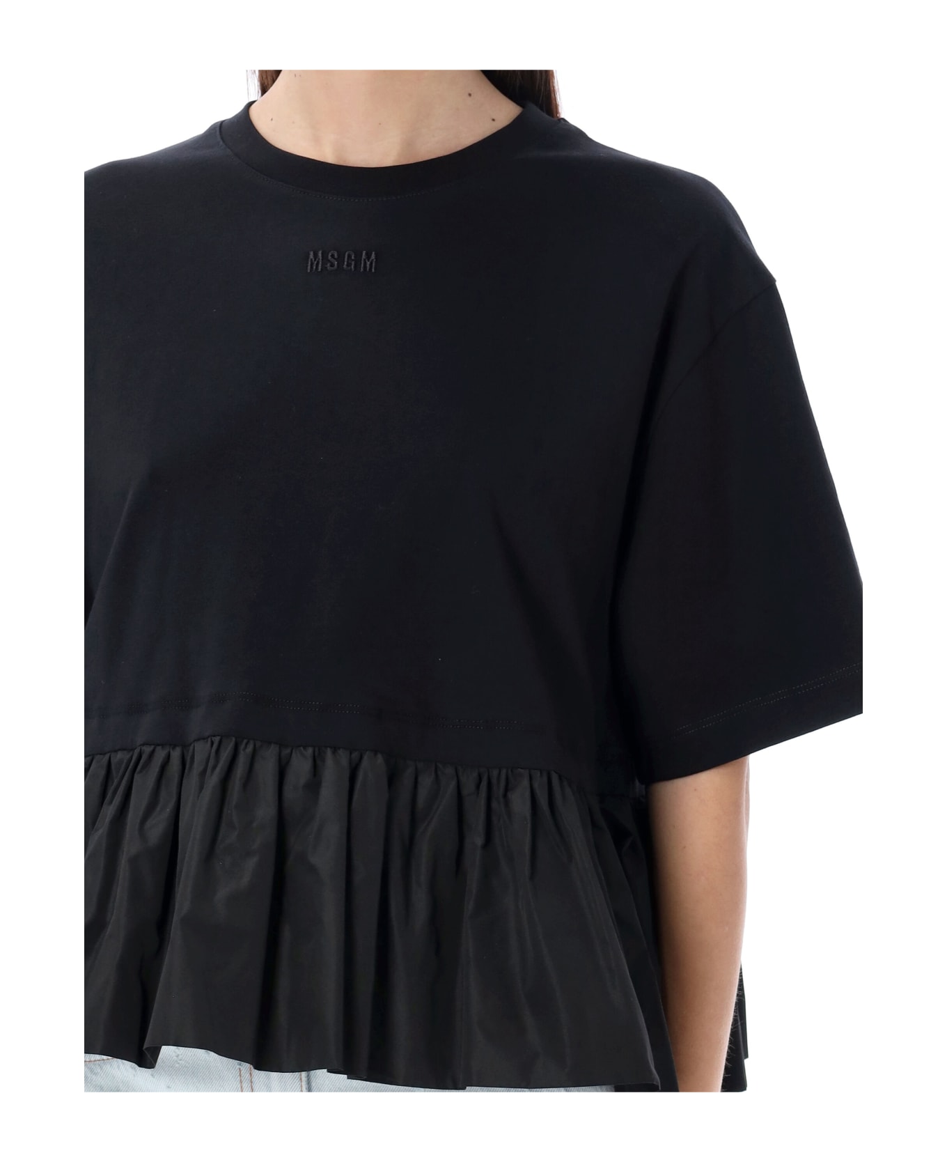 MSGM T-shirt Ruffle - Black