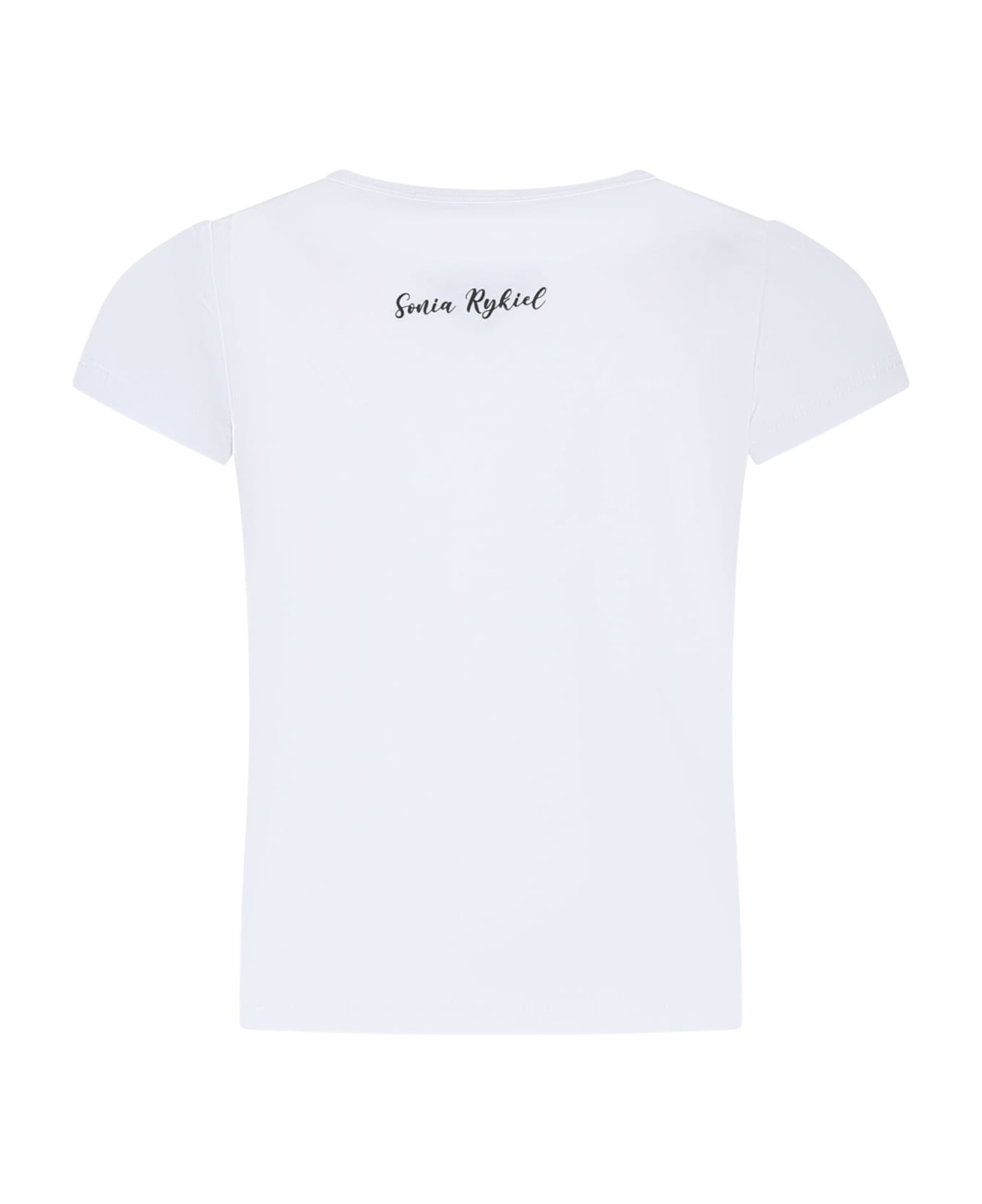 Rykiel Enfant White T-shirt For Girl With Beach Print - White