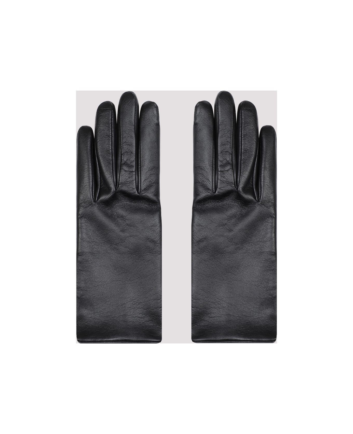 Saint Laurent Cassandre Leather Gloves - Black Gold