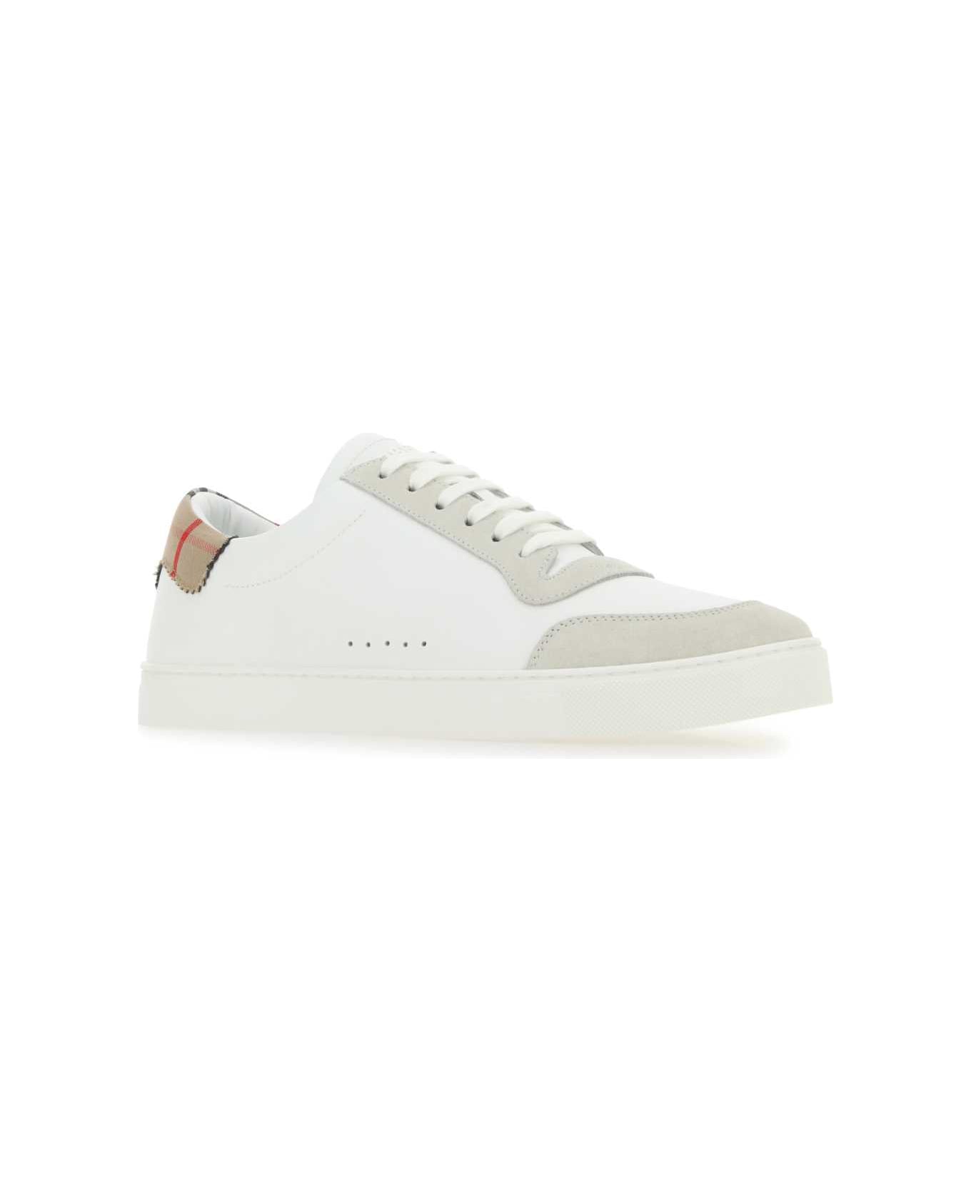 Burberry Two-tone Leather And Suede Sneakers - NEUTRALWHITE