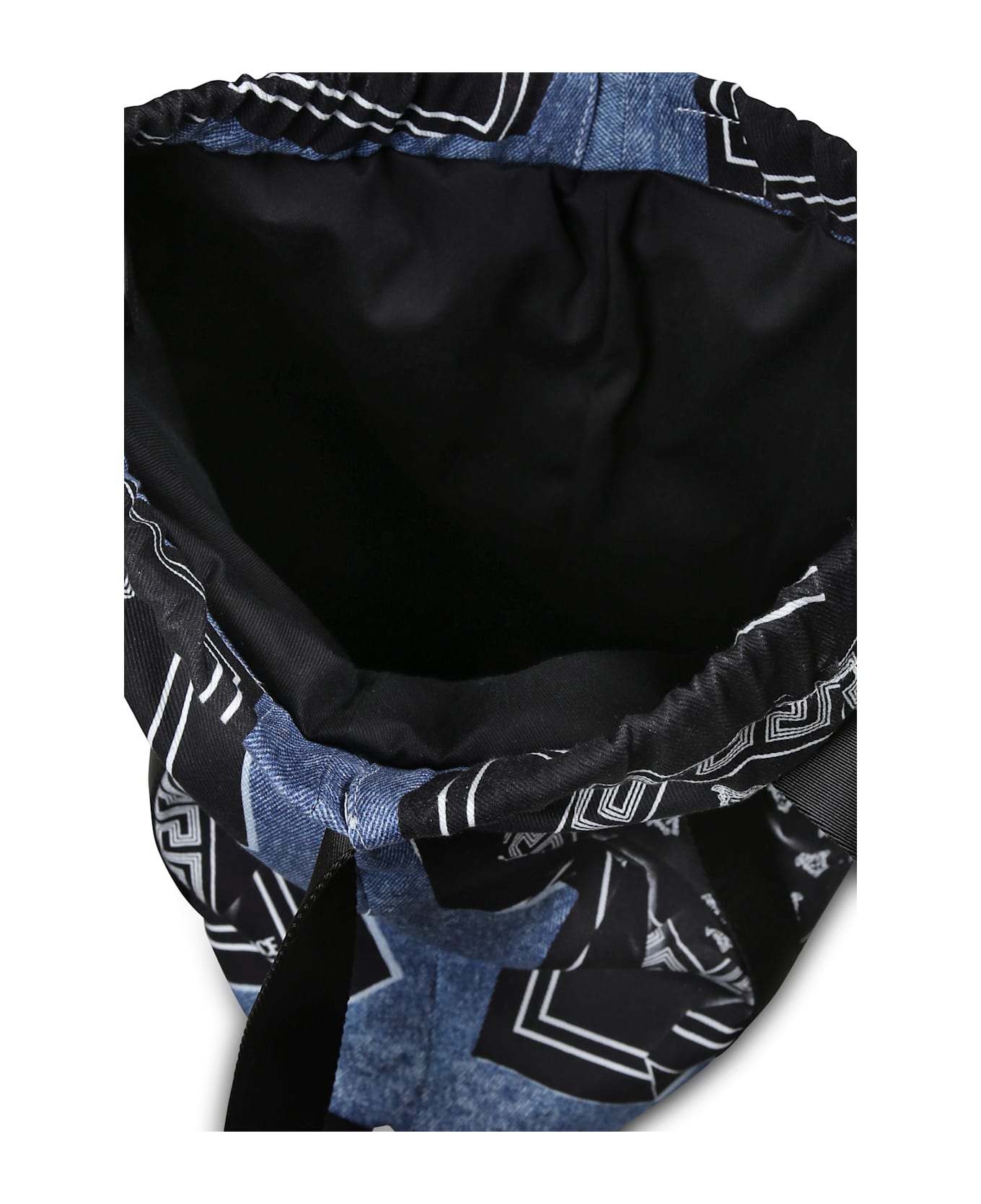 Versace Denim Backpack For Kids With Medusa Bandana Print - Denim