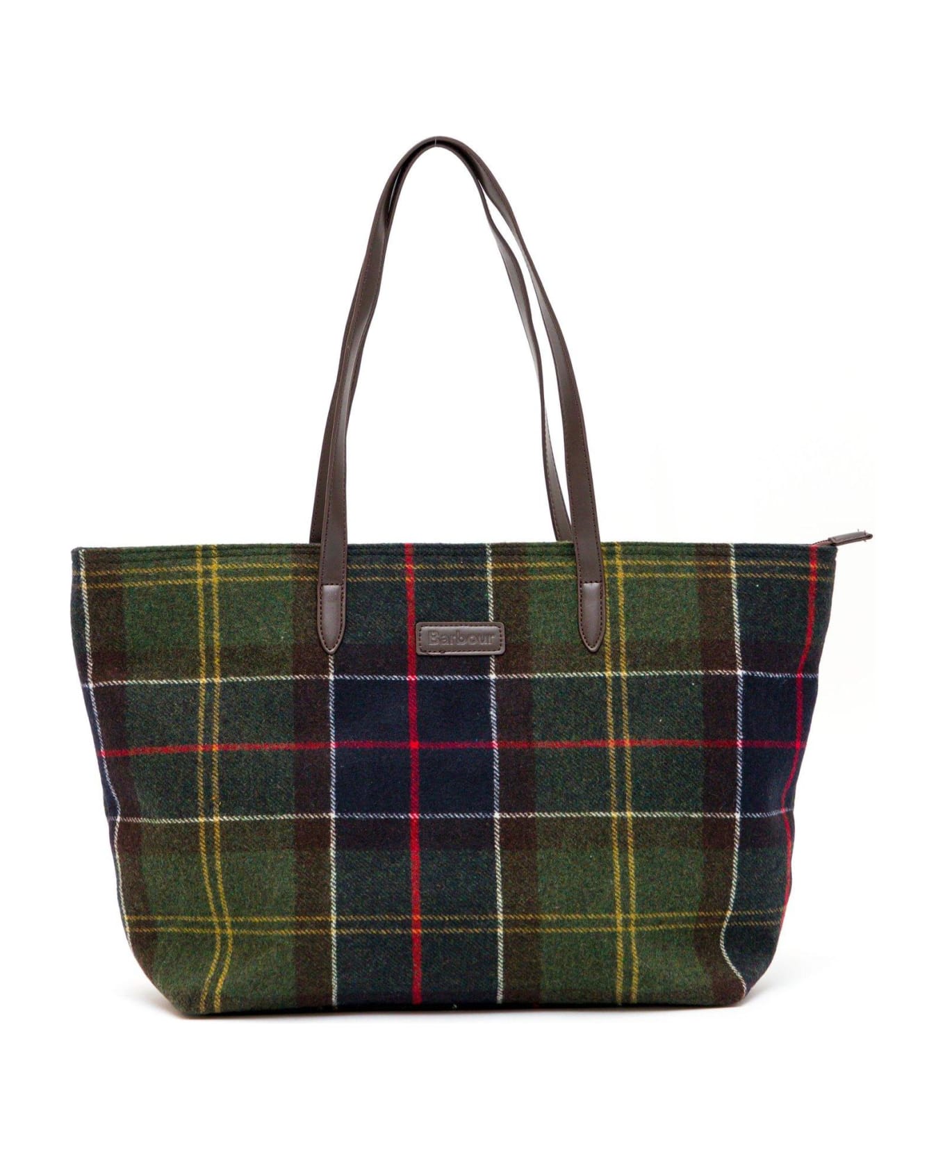 Barbour Checked Logo-detailed Top Handle Bag - Tartan