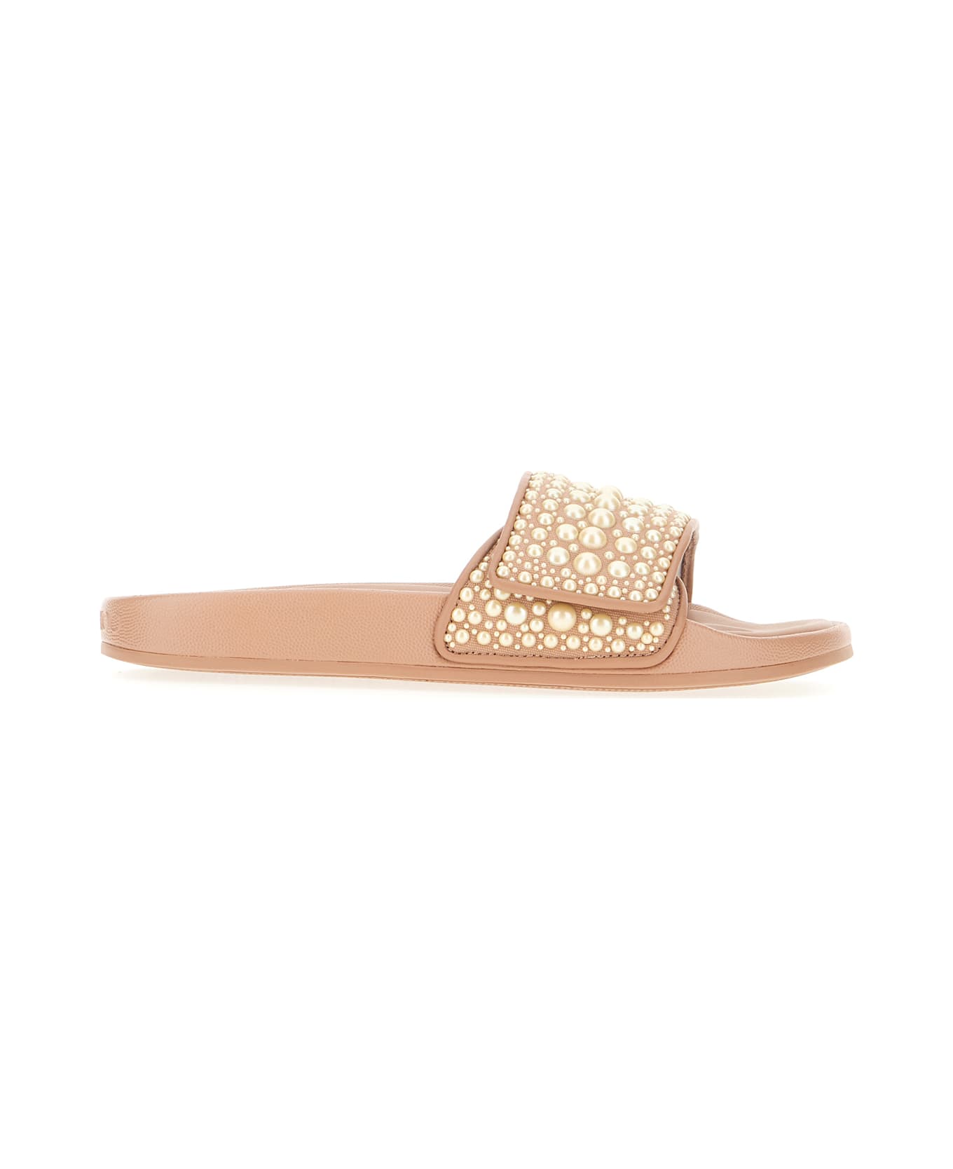 Jimmy Choo Biscuit Canvas And Leather Fitz/f Slippers - Pink