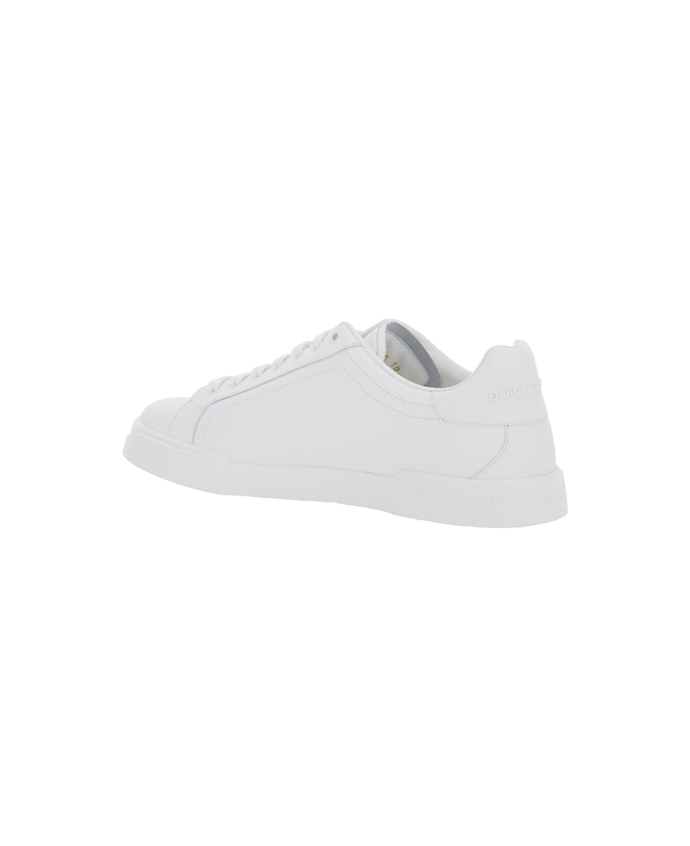 Dolce & Gabbana 'portofino Light' White Sneakers With Logo Patch On The Tongue And Tonal Logo Lettering On The Heel In Leather Man - White