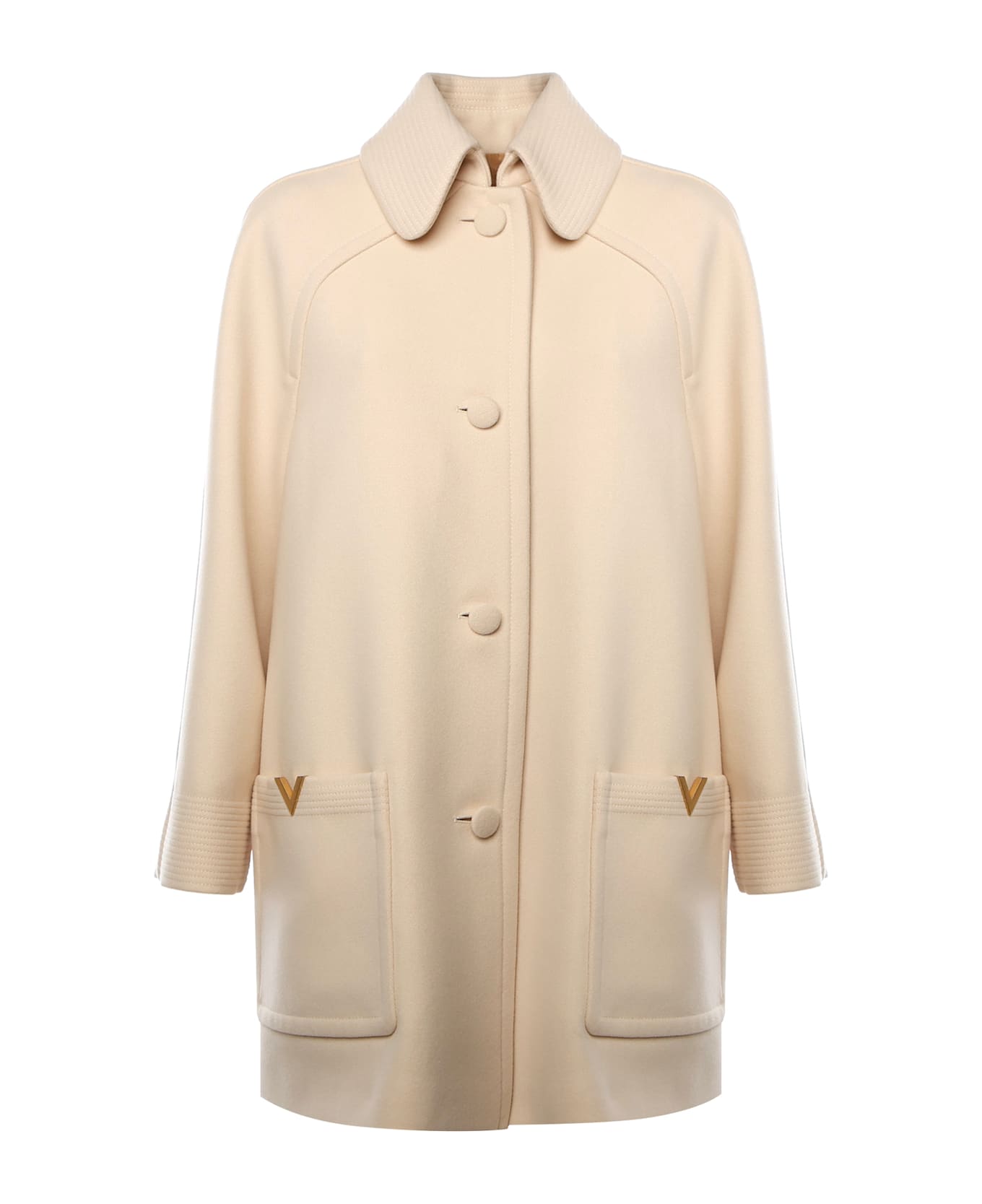 Valentino Garavani Wool Drap Pea Coat - Beige