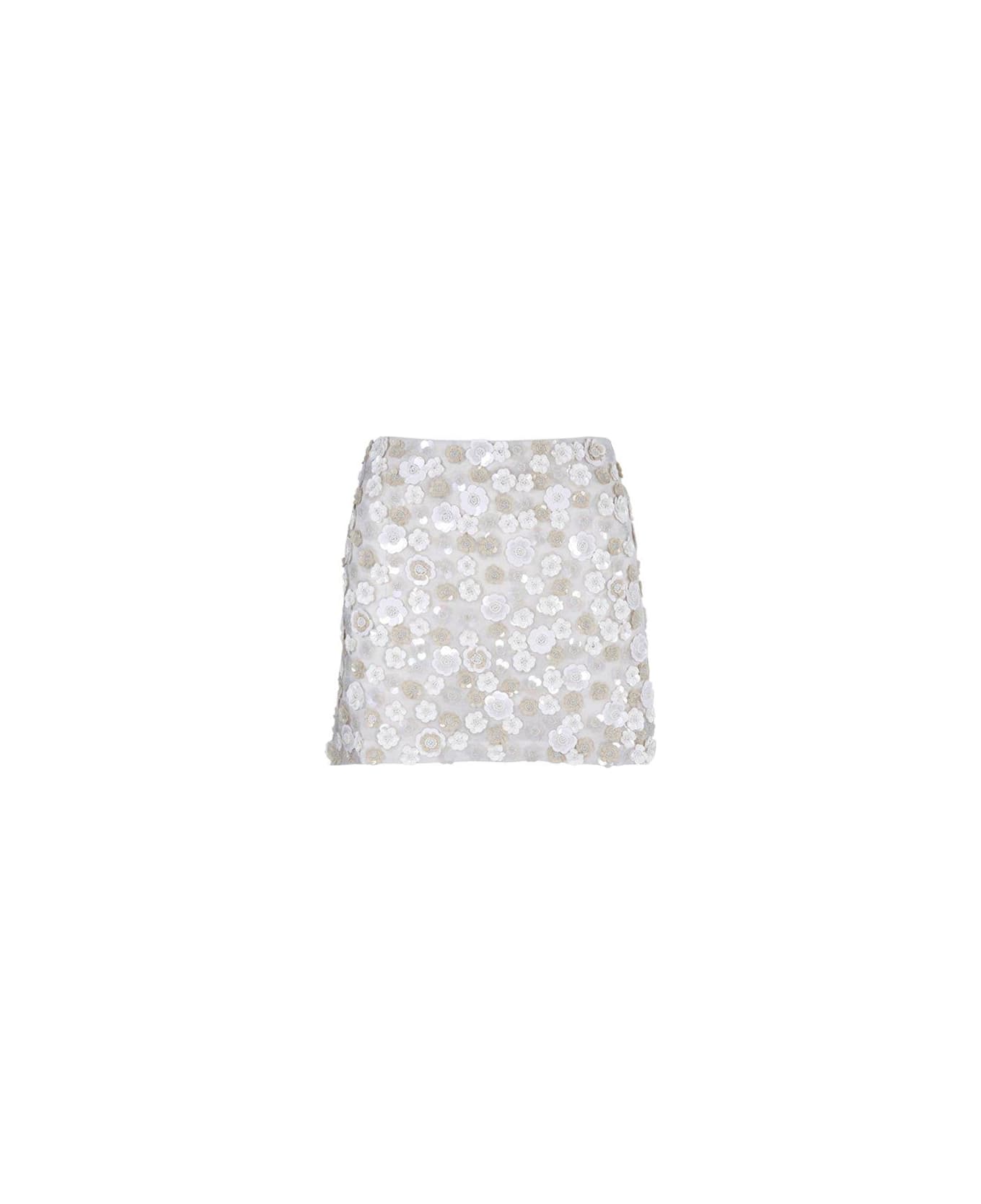 Parosh Sequin-embellished Straight Hem Mini Skirt - CREAM