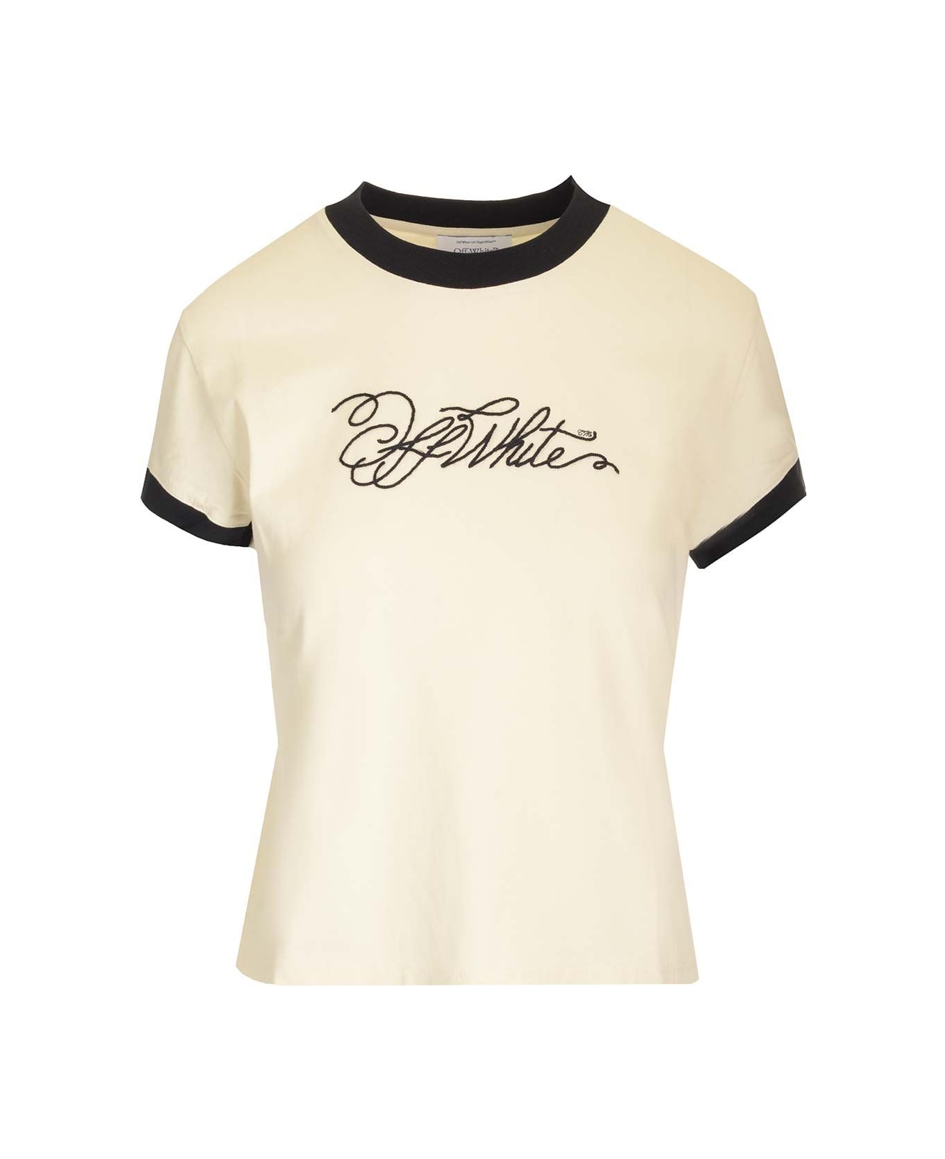 Off-White Fitted T-shirt With Embroidered Logo - White
