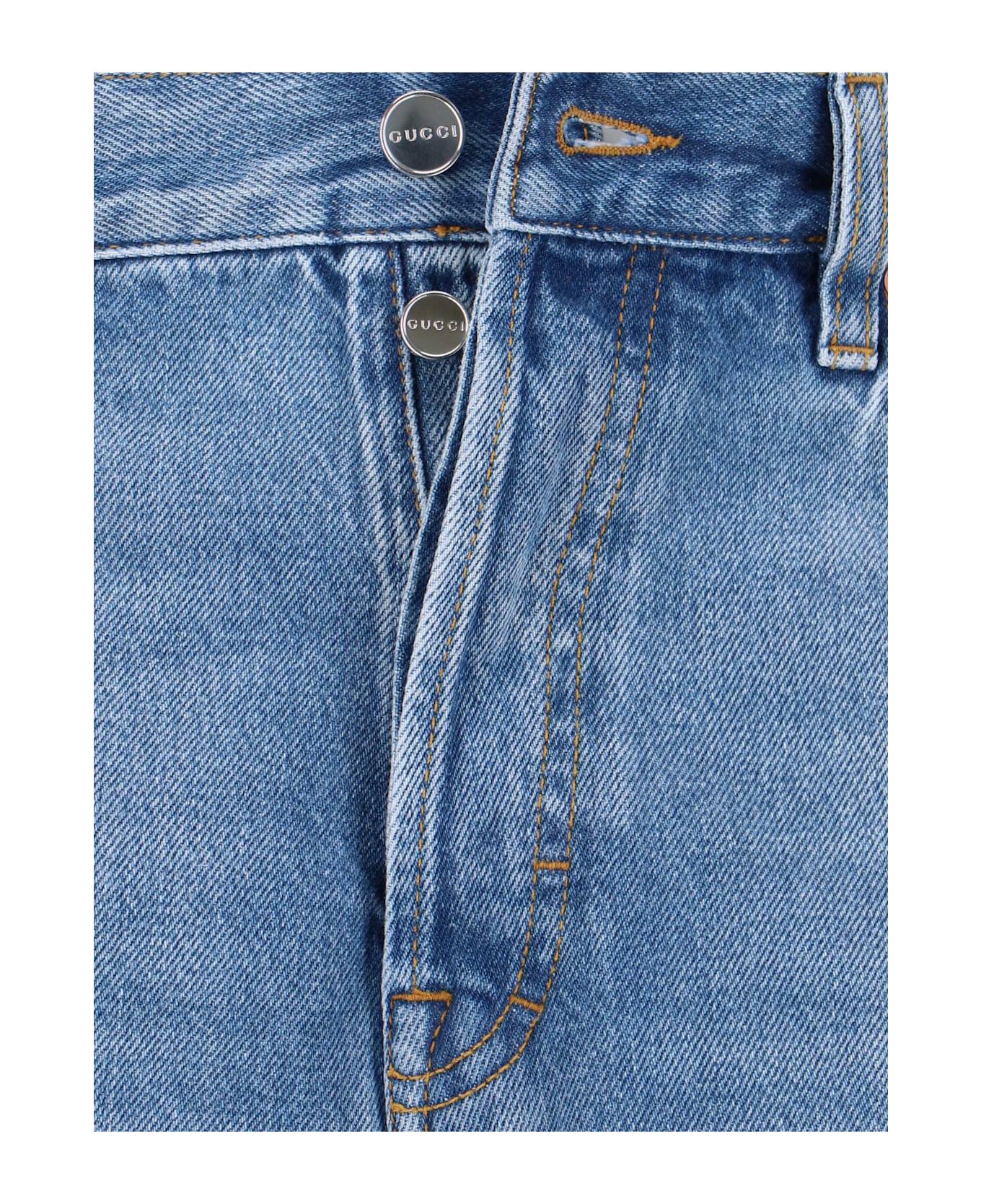 Gucci Logo Wide Jeans - Light Blue