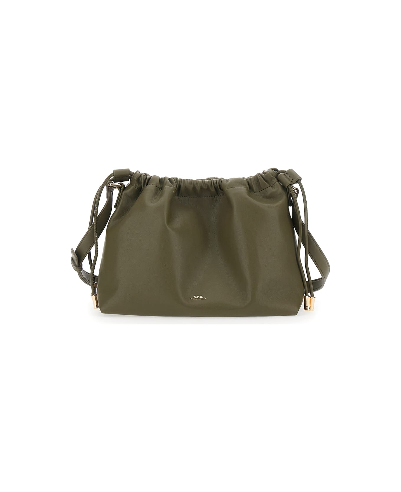 A.P.C. Green Crossbody Bag With Logo Lettering On The Front And Drawstring Closure In Ecoleather Woman - Green