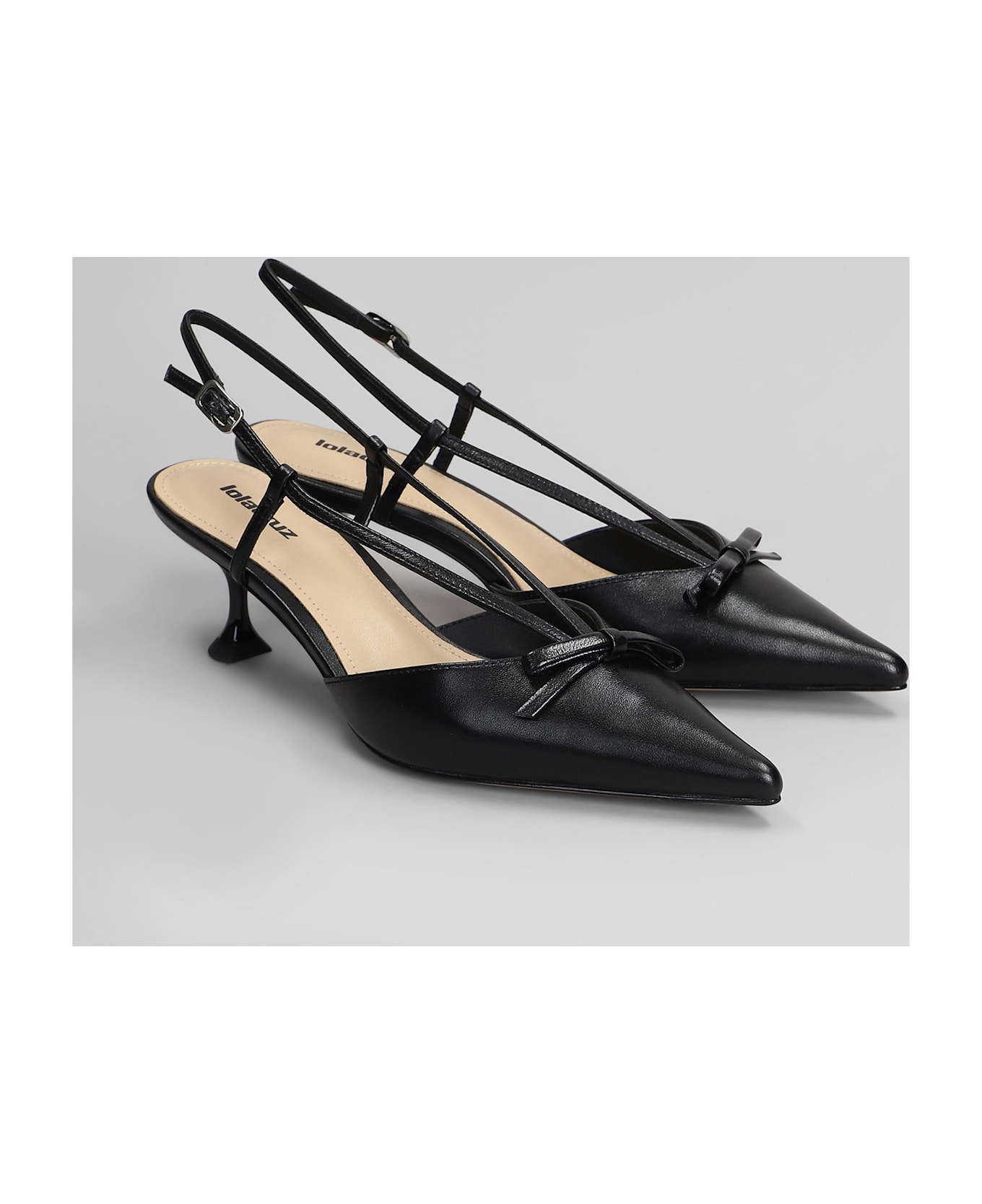 Lola Cruz Satina Heel 55 Pumps In Black Leather - black