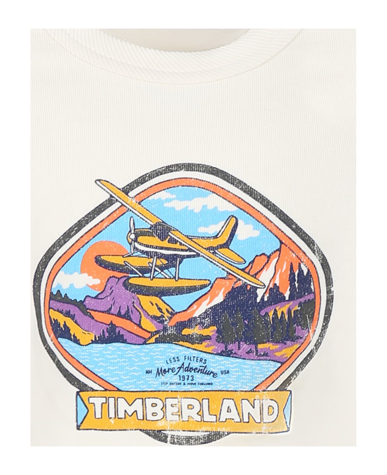 Timberland Ivory Sweatshirt For Boy With Logo And Print - Ivory