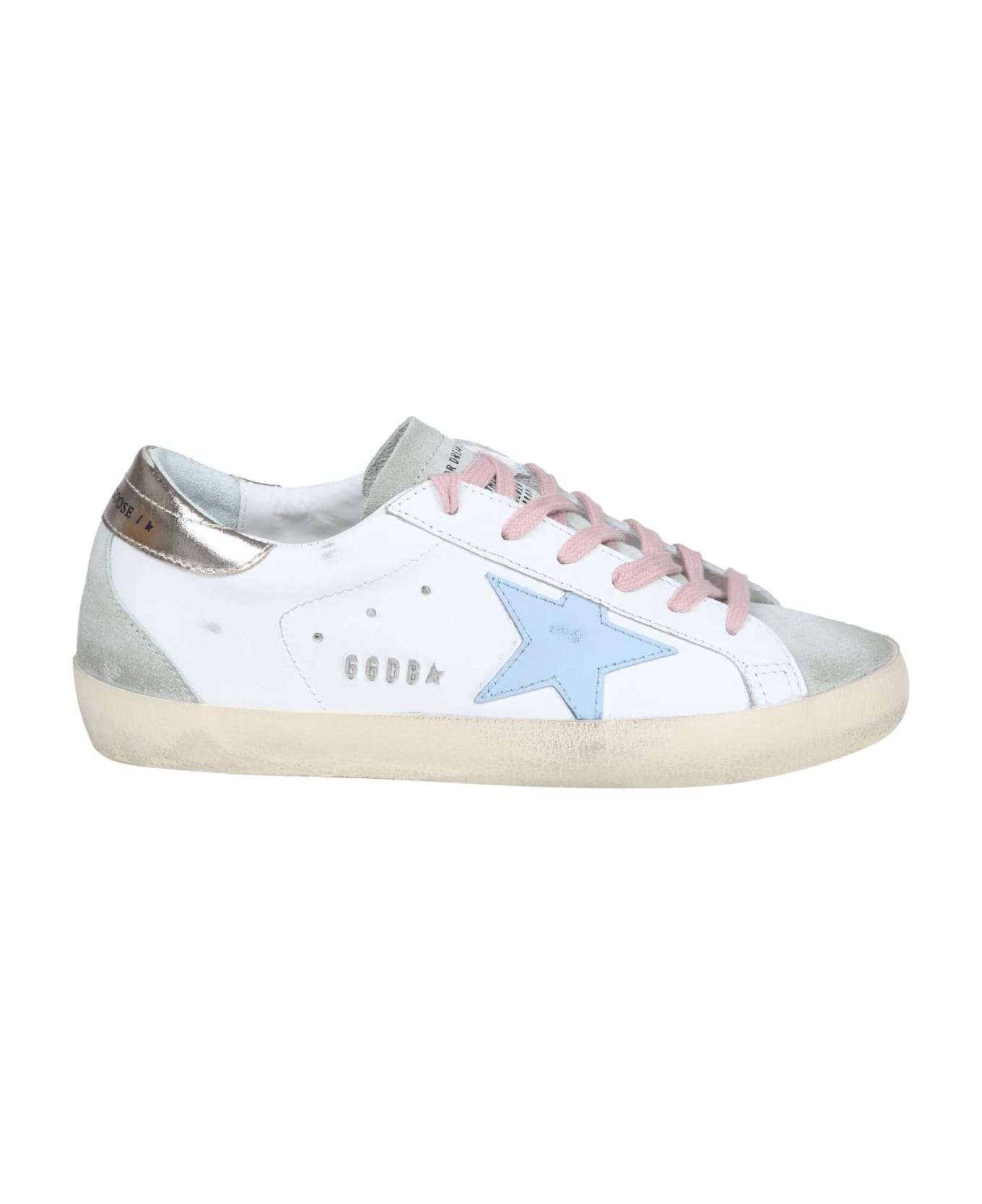 Golden Goose Super Star Sneakers In White Leather - White/Platinum