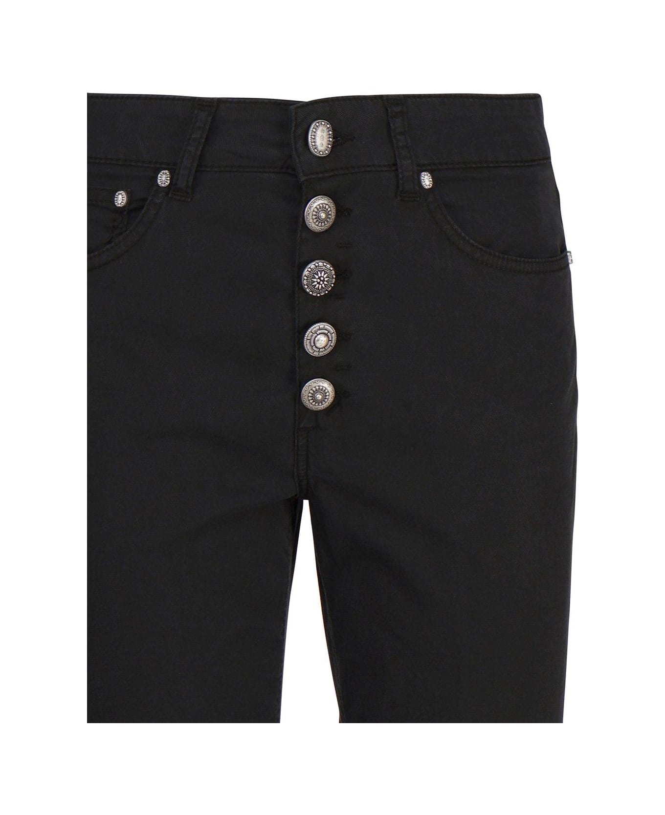 Dondup Logo-patch Cropped Straight-leg Jeans - Black