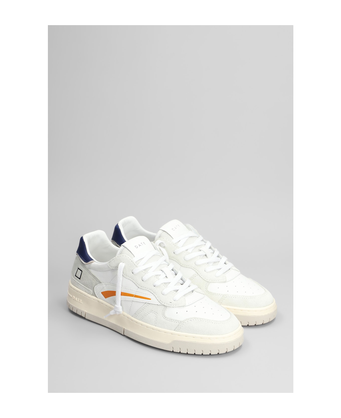 D.A.T.E. Torneo Pure Soft Sneakers In White Suede And Leather - Wl White Blue
