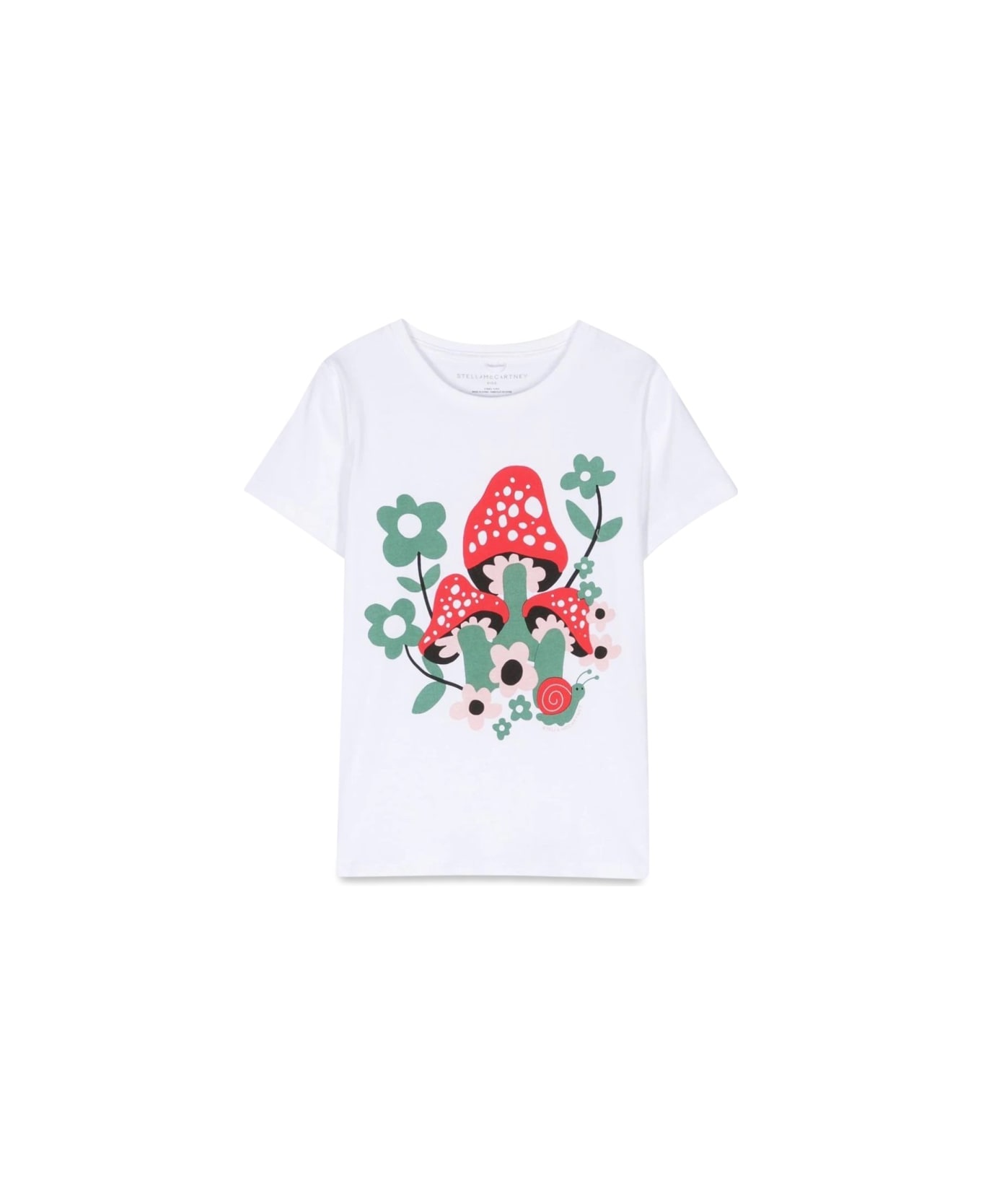 Stella McCartney Kids Mushroom And Flower M/c T-shirt - WHITE
