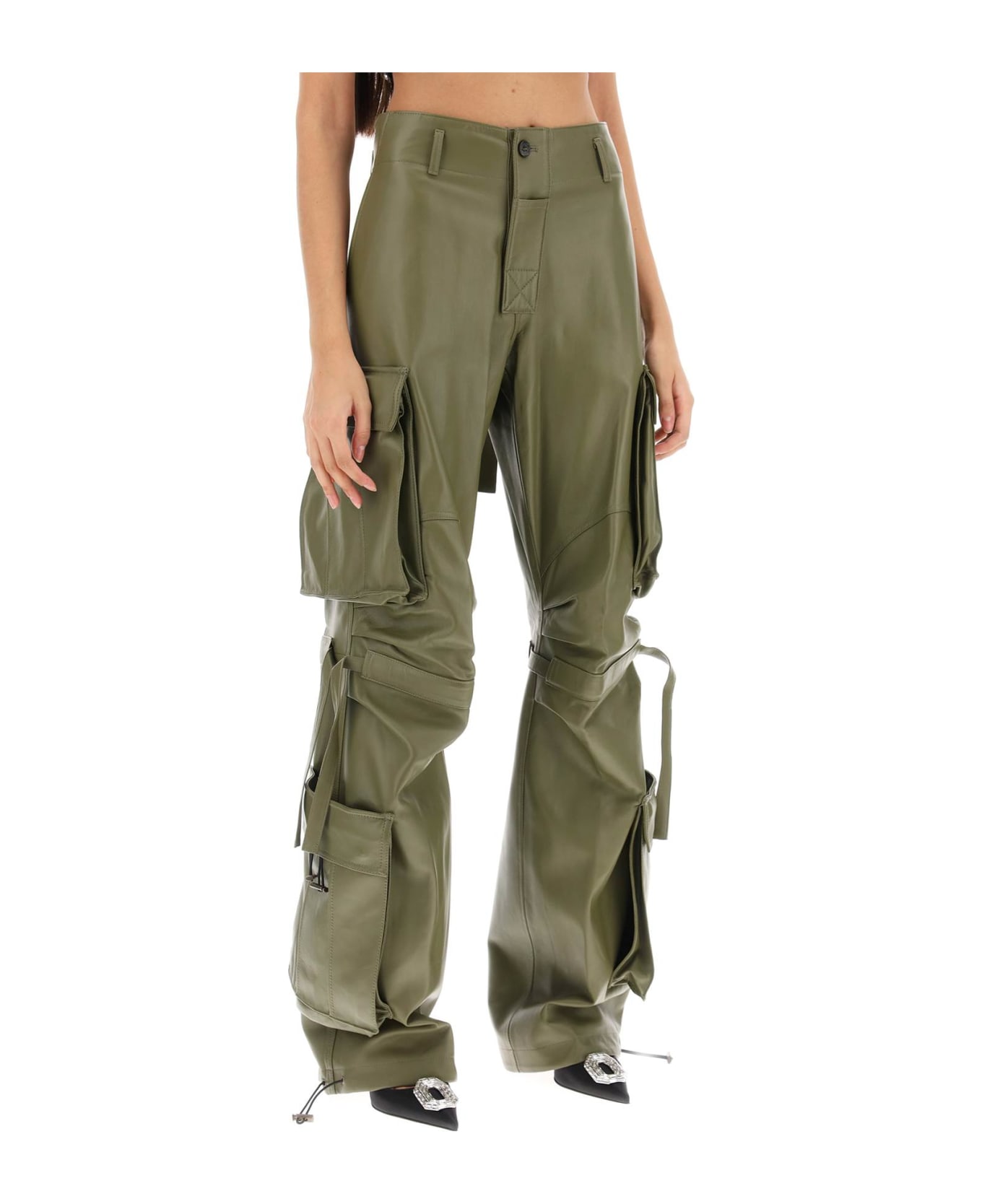 DARKPARK Lilly Cargo Pants In Nappa Leather - OLIVE (Khaki)