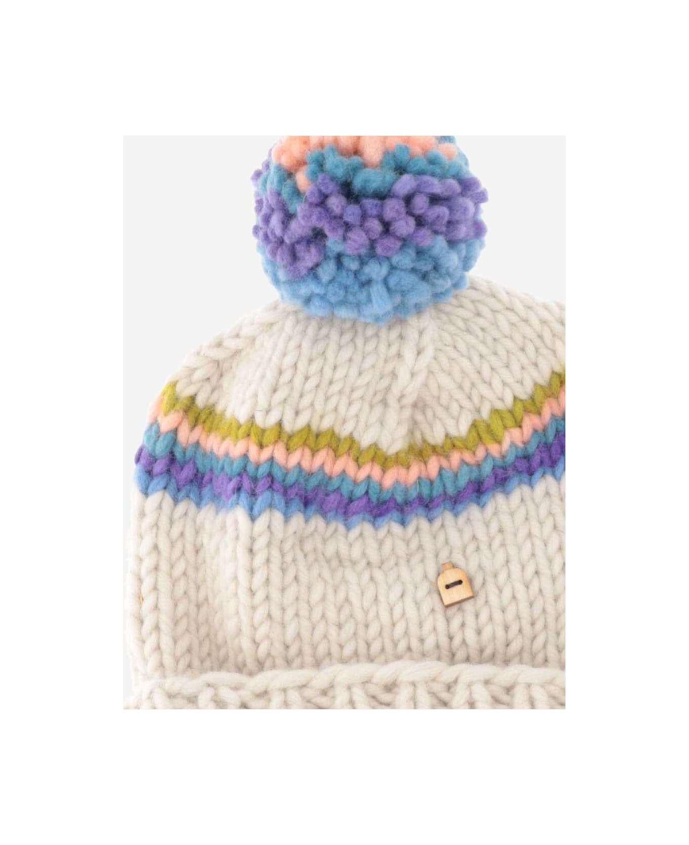 Myssy Wool Beanie Hat With Pom Pon - Red