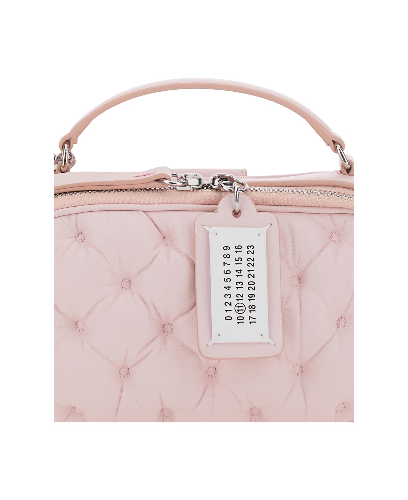 Maison Margiela 'glam Slam' Pink Handbag With Logo Plate And Quilted Design In Leather Woman - Pink