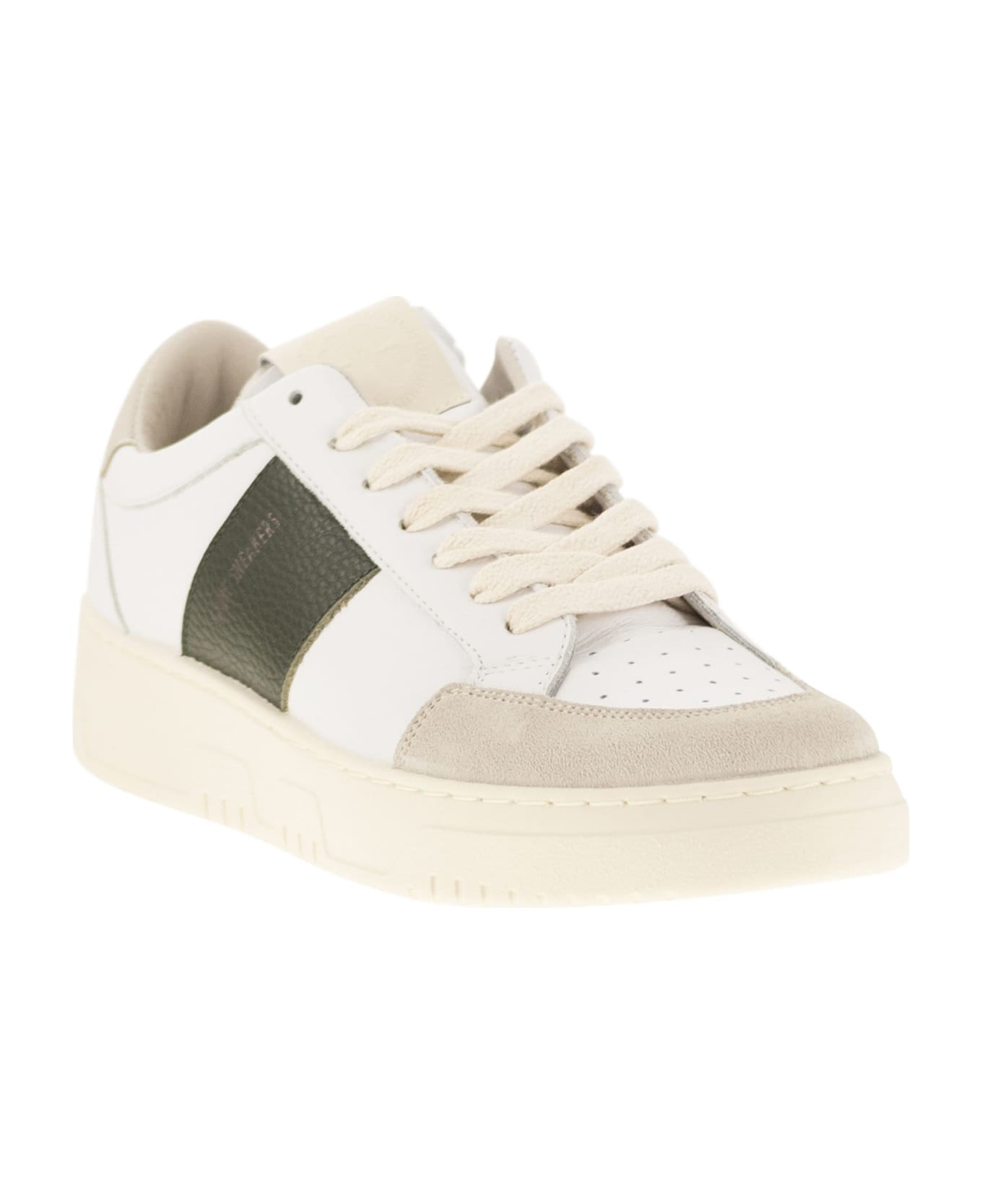 Saint Sneakers Sail - Leather And Suede Trainers - White/green スニーカー