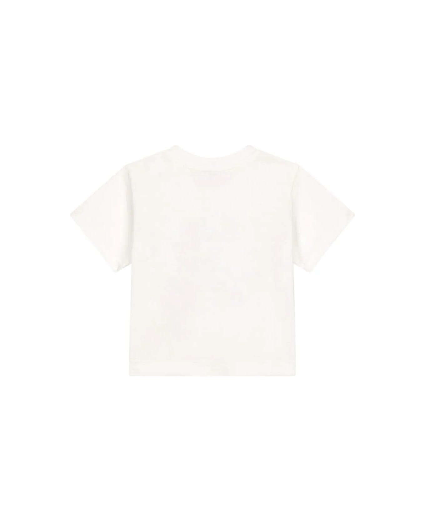 Dolce & Gabbana White T-shirt With Rubberized Logo Print - White