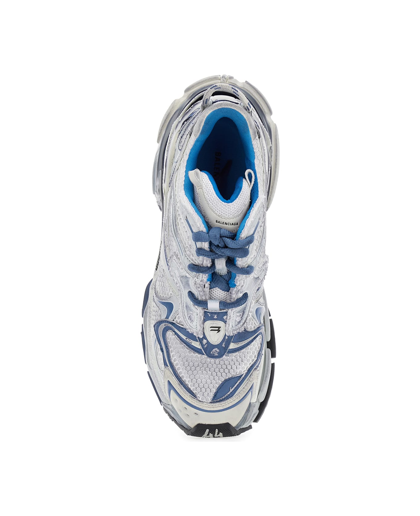 Balenciaga 'runner 2.0' Light Blue Low Top Sneakers With Runner Logo In Tech Fabric Man - Light blue