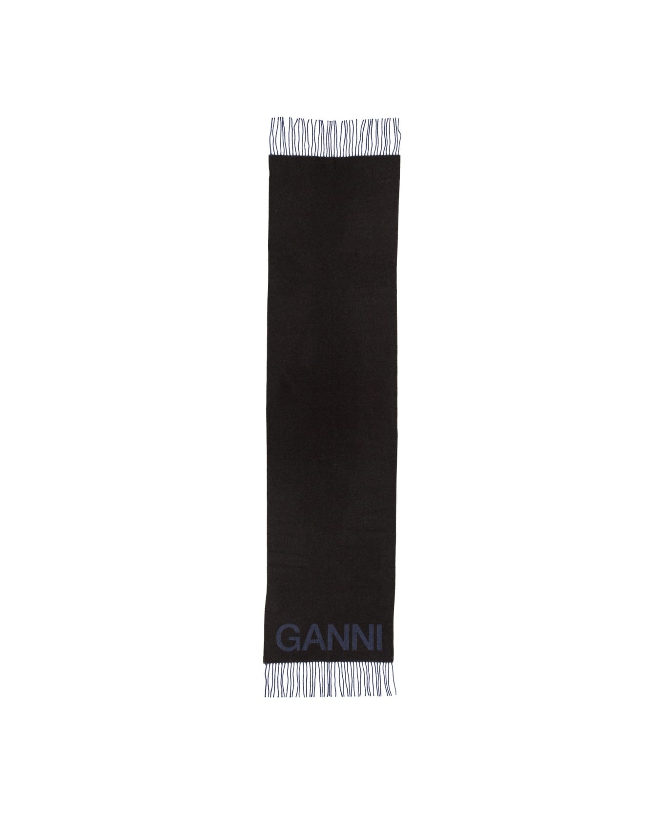 Ganni Scarf With Logo - BROWN スカーフ＆ストール