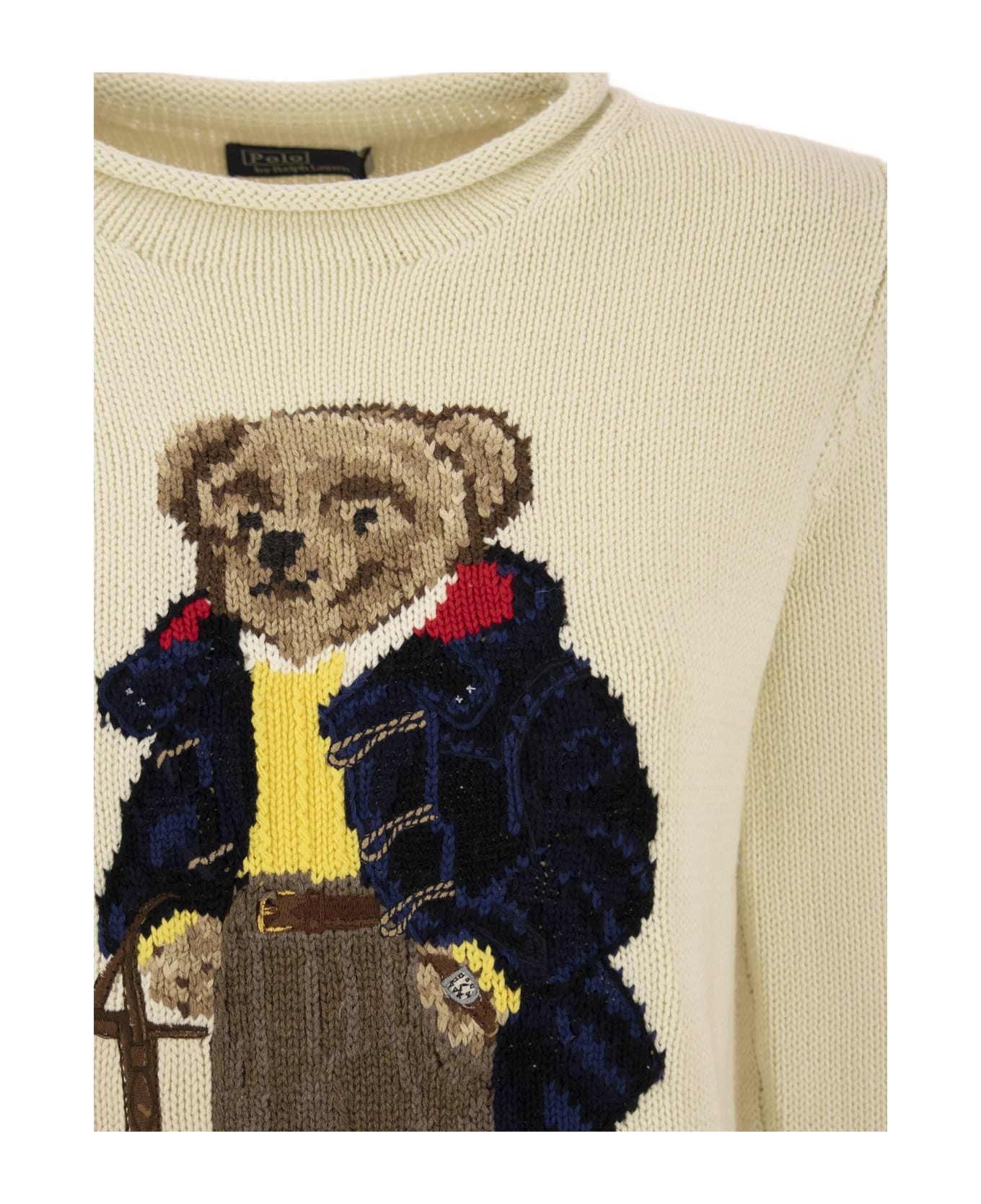 Polo Ralph Lauren Cotton Pullover With Polo Bear Pattern - panna