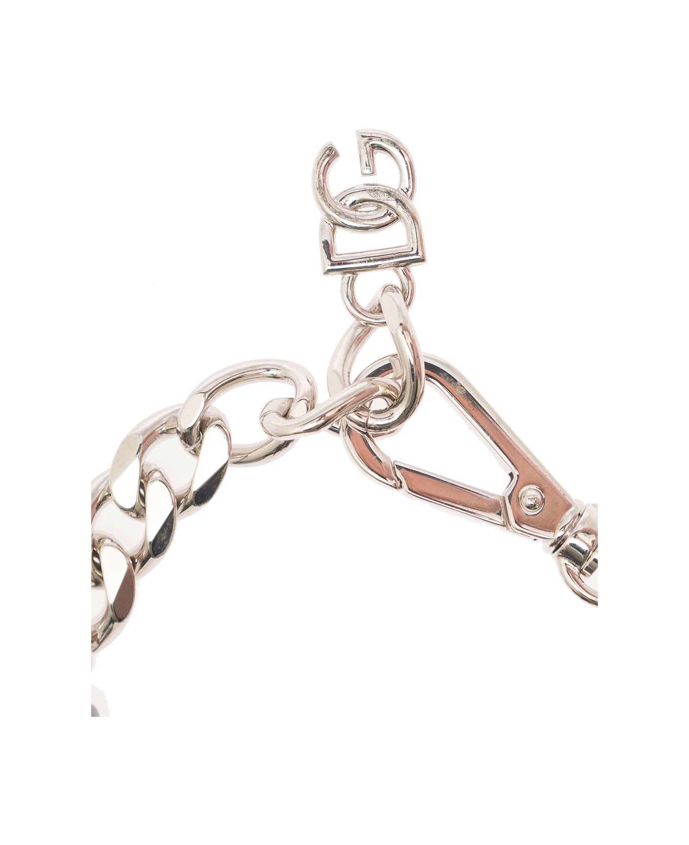 Dolce & Gabbana Silver-colored Bracelet With Shell And Logo Charm In Brass Woman - Metallic