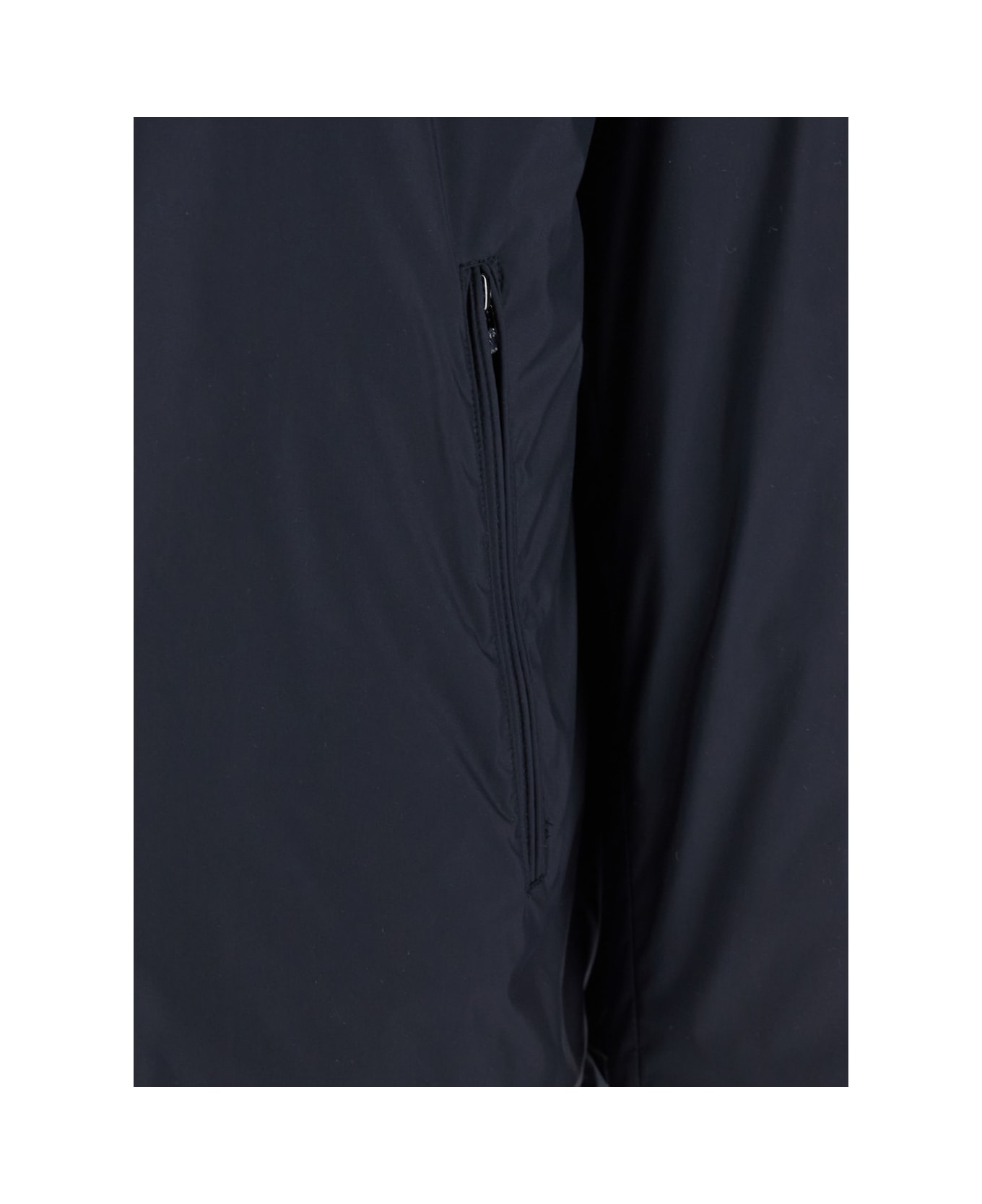 Emporio Armani Blue Down Jacket With Hood And Front Zip Closure In Tech Fabric Man - Blu