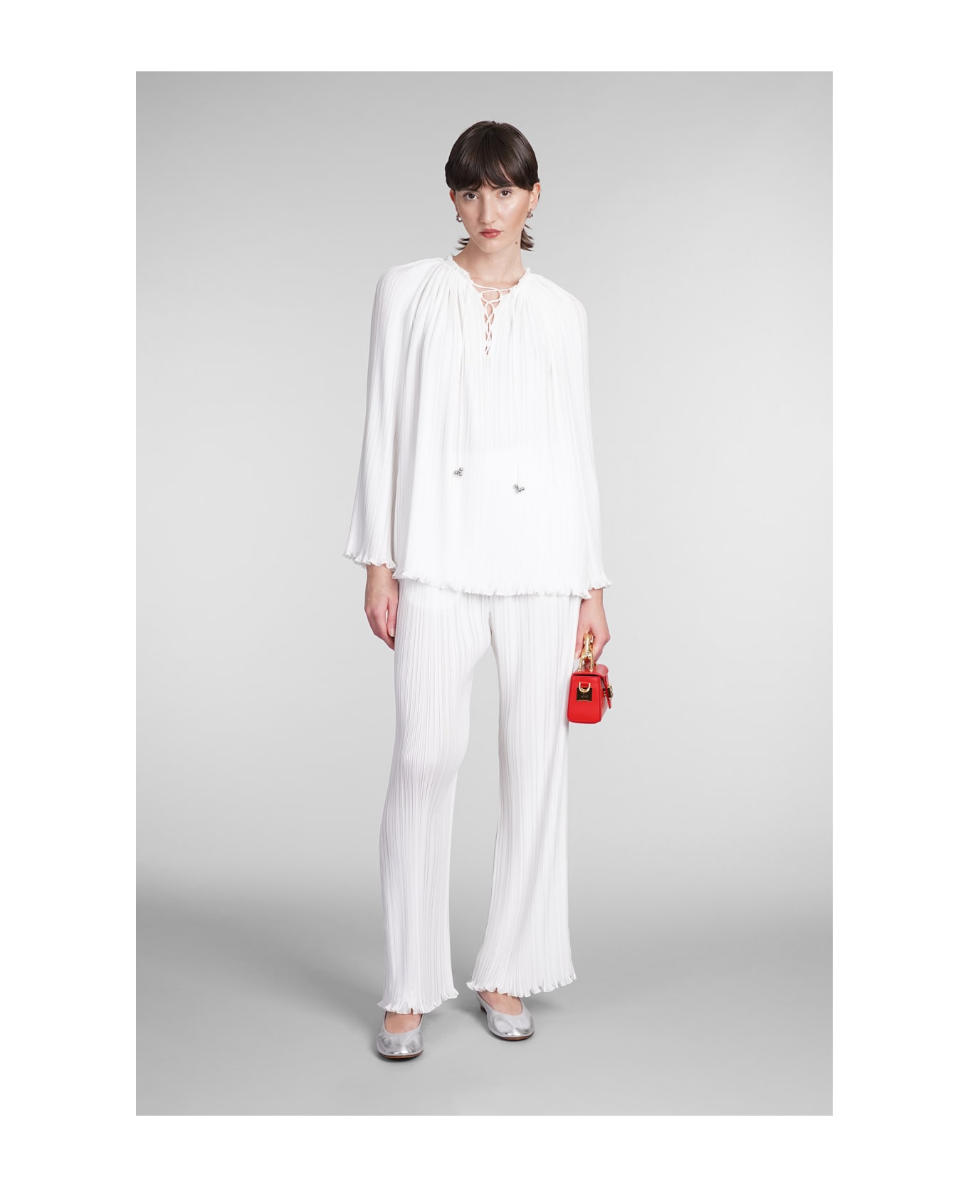 Lanvin Pants In White Polyester - Bianco