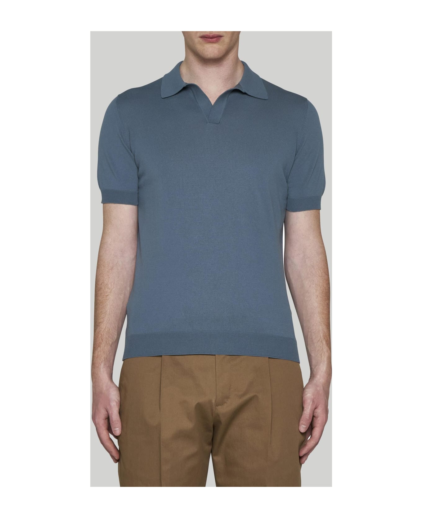 Tagliatore Cotton Polo Shirt - BROWN LEOPARD GREY シャツ