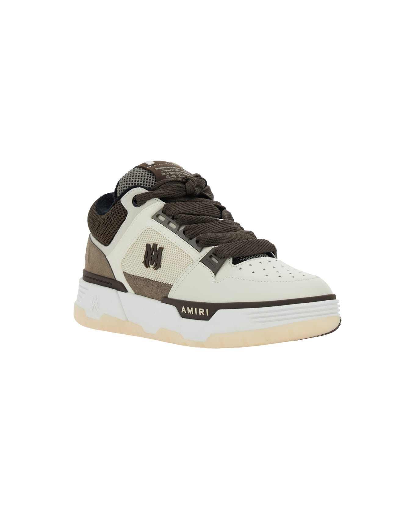 AMIRI Brown Low Top Sneakers With Logo Detail On The Side And Mesh Panels In Suede Man - Beige