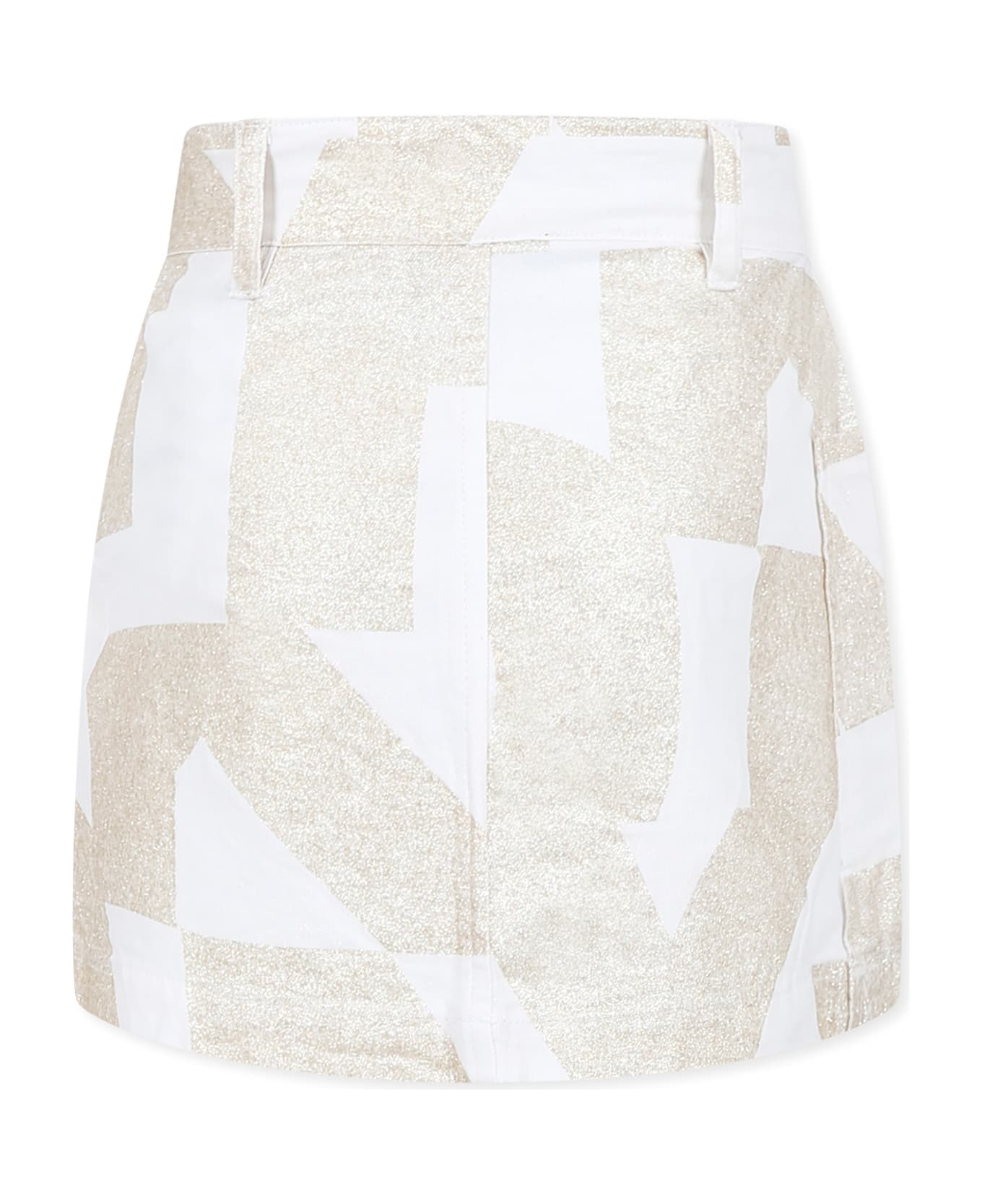 DKNY White Skirt For Girl With Logo - White