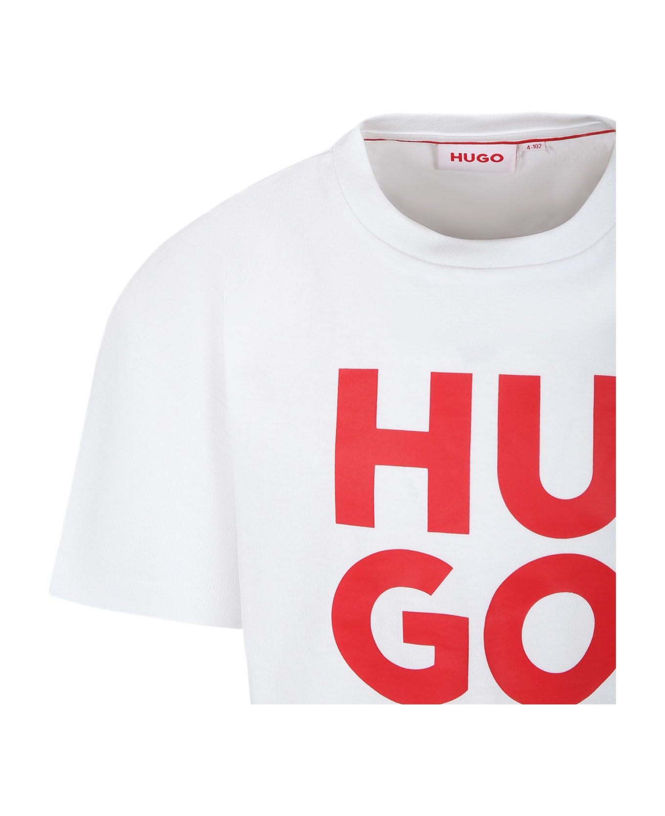 Hugo Boss White T-shirt For Boy With Logo - White Tシャツ＆ポロシャツ