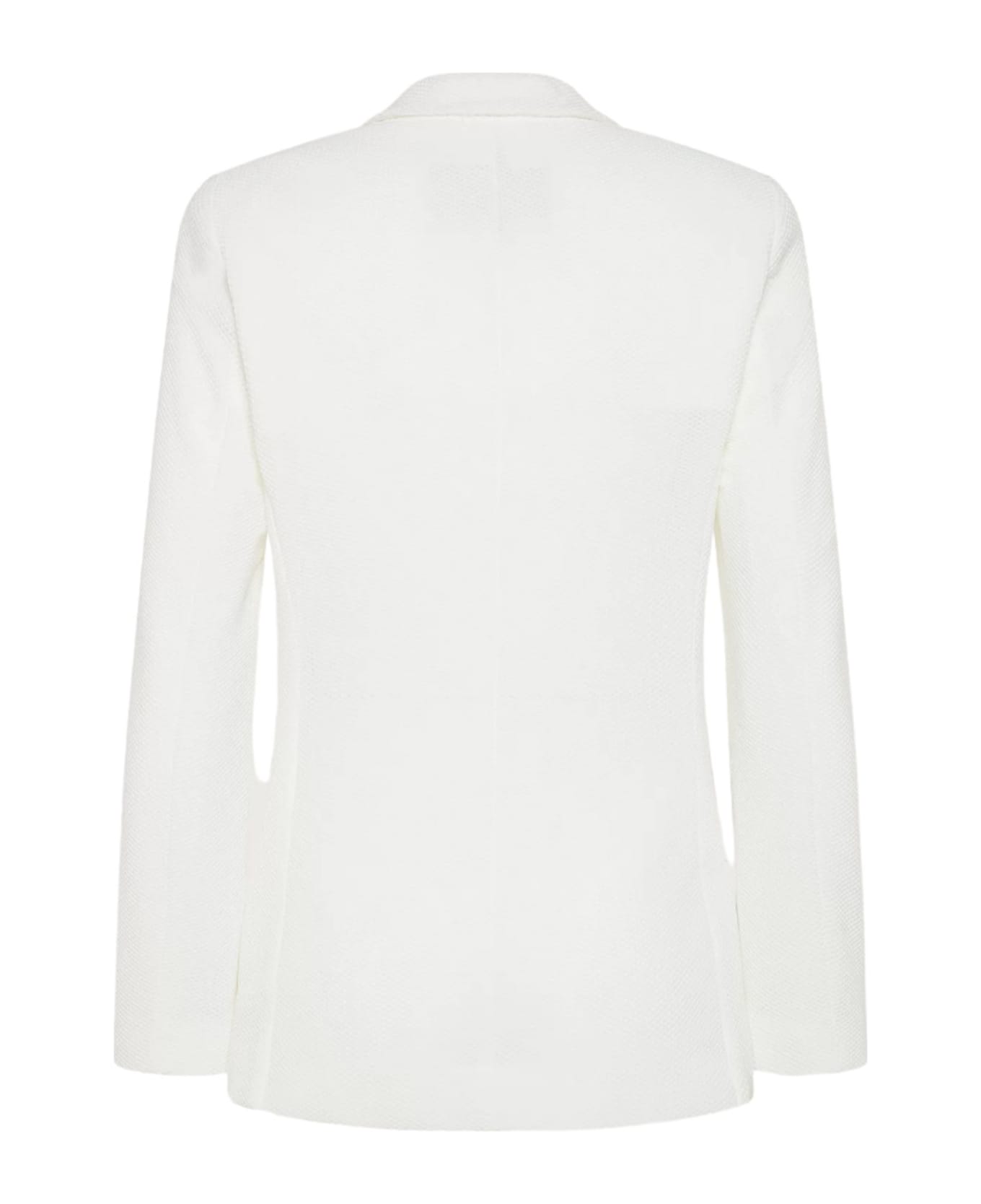 Seventy Double-breasted Jacket In Honeycomb Fabric - BIANCO